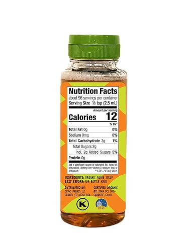 Miniatura 2 de Chantico Edulcorante de agave (agave crudo, botella de 11.75 onzas), sustituto de azúcar natural orgánico con un bajo índice glucémico y un sabor