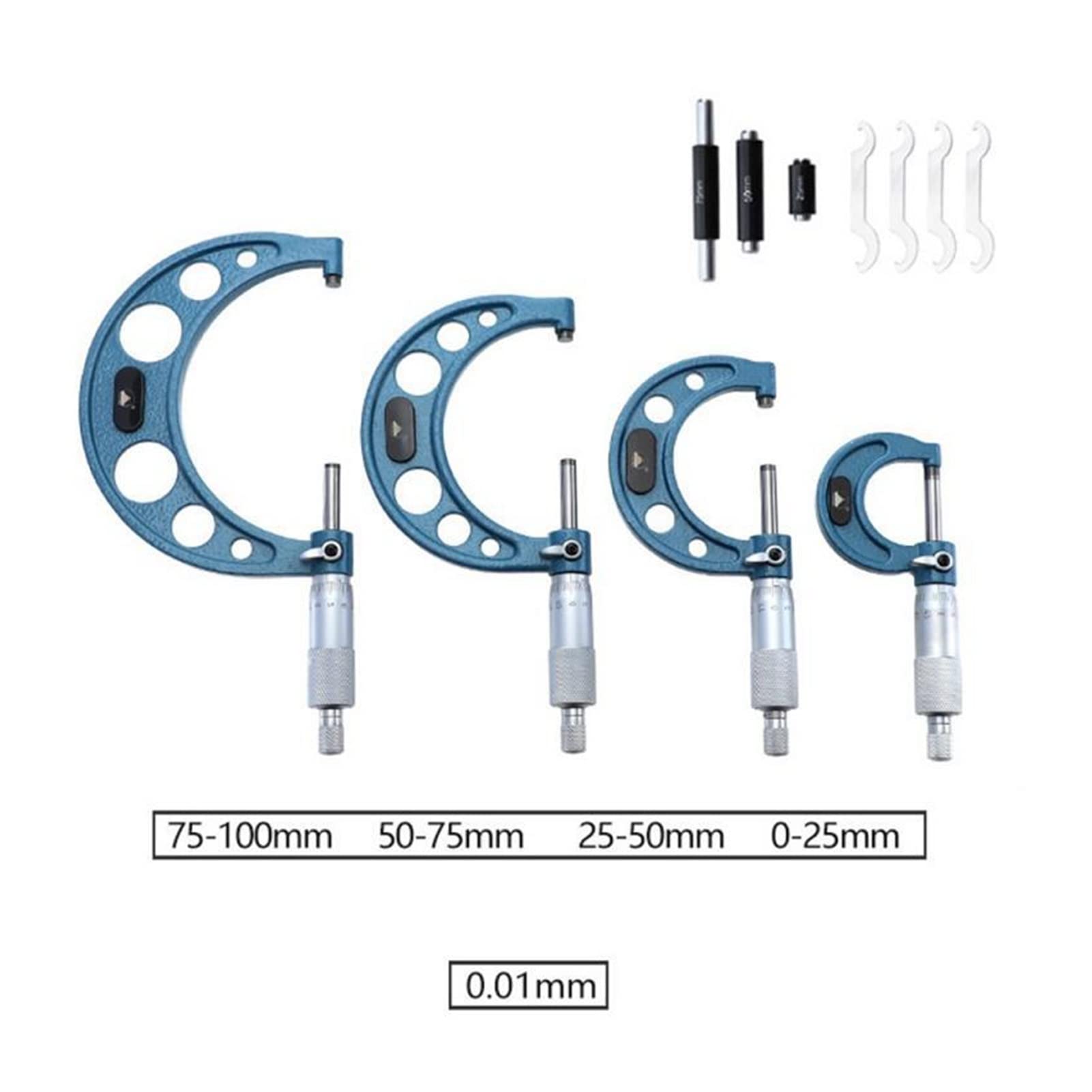 Calibrador digital 0-100mm Micrómetro exterior 0-25mm / 25-50mm / 50-75mm / 75-100mm Gauge métrico Vernier Calibrador Espesor Herramientas de medición Micrómetros para mayor versatilidad al medir(4)