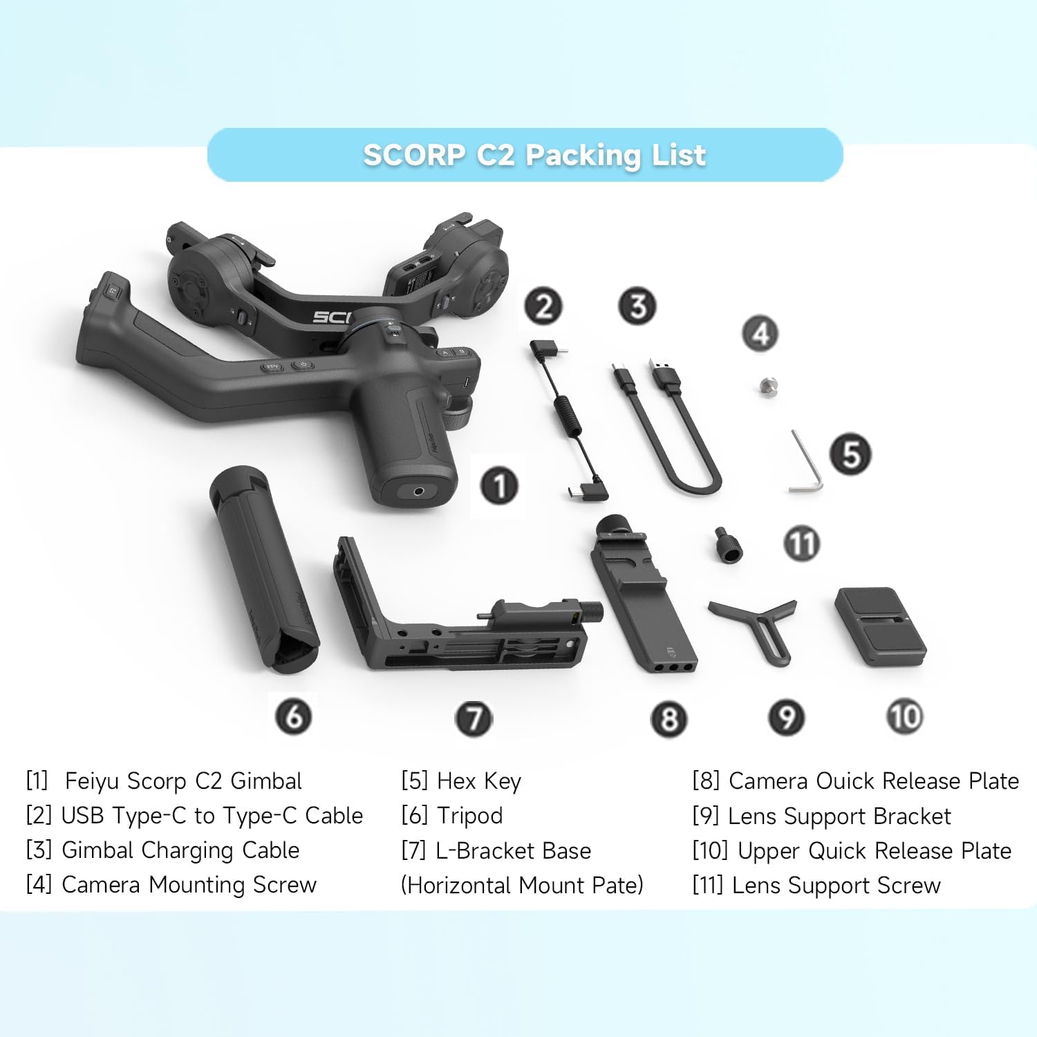 FeiyuTech SCORP-C2 Gimbal Stabilizer DSLR and Mirrorless Camera, Camera Gimbal with Built-in AI Tracking, Native Vertical Shooting, 3.5kg/7.72lbs Payload for Canon/Sony/Panasonic/Nikon/Fujifilm