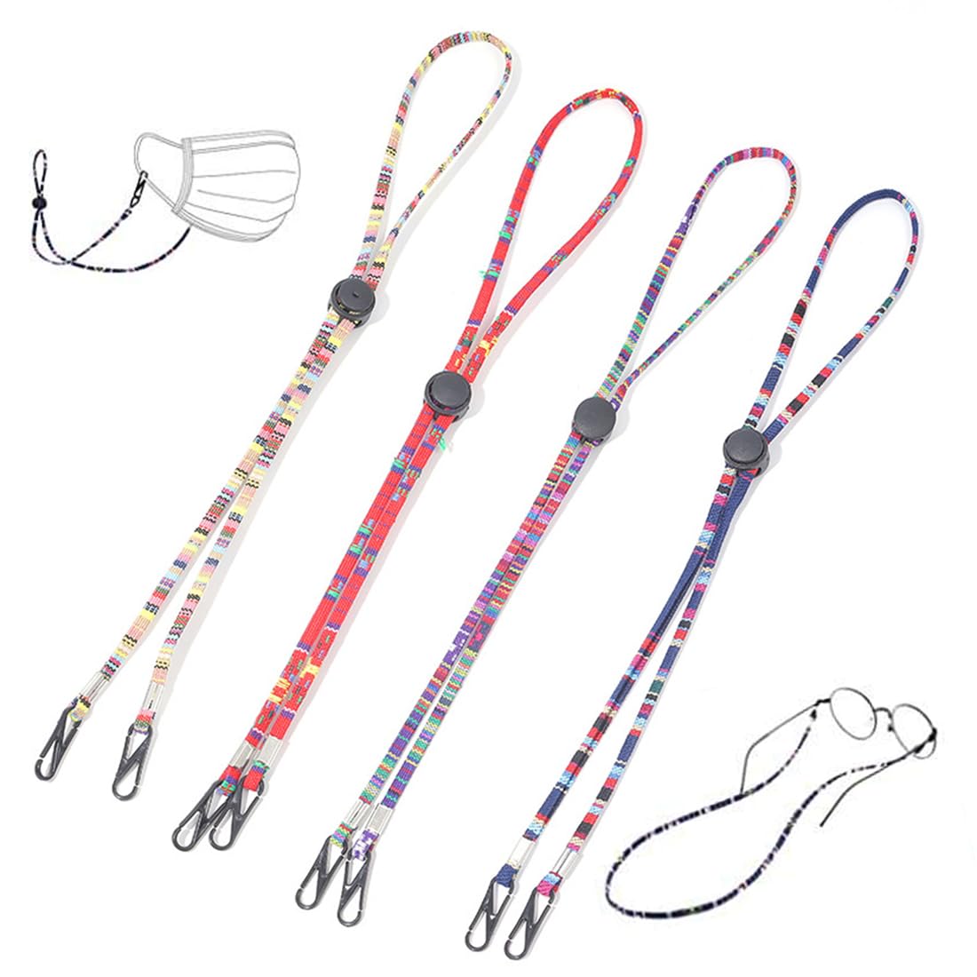 PLABBDPL 4 piezas de cordón antideslizante para anteojos, cadena para anteojos para mujer, para anteojos, anteojos de sol, anteojos de lectura, para deportes, al aire libre, correr