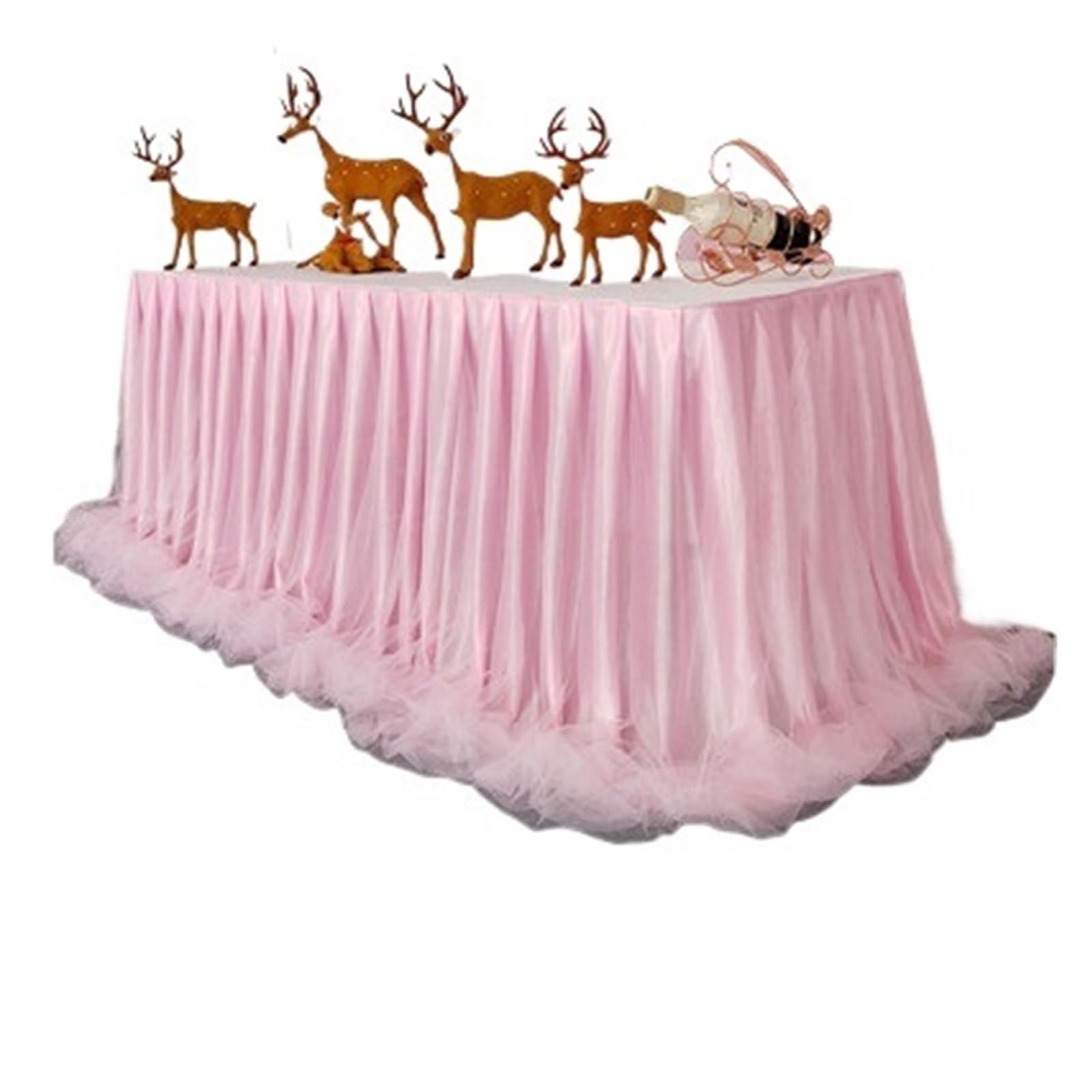 LuoAXINN Tutu Table Skirt Chiffon Organza Wedding Table Skirt for Cloth Party Banquet Decoration Skirting(Pink)