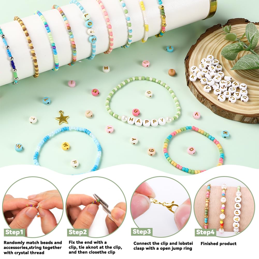 JOLCEEY 10000pcs Glass Seed Beads for Bracelet Making Kit 24 Colors 3mm Small Glass Tiny Beads Friendship Bracelet Kit for Jewelry Making DIY Crafting - Image 4
