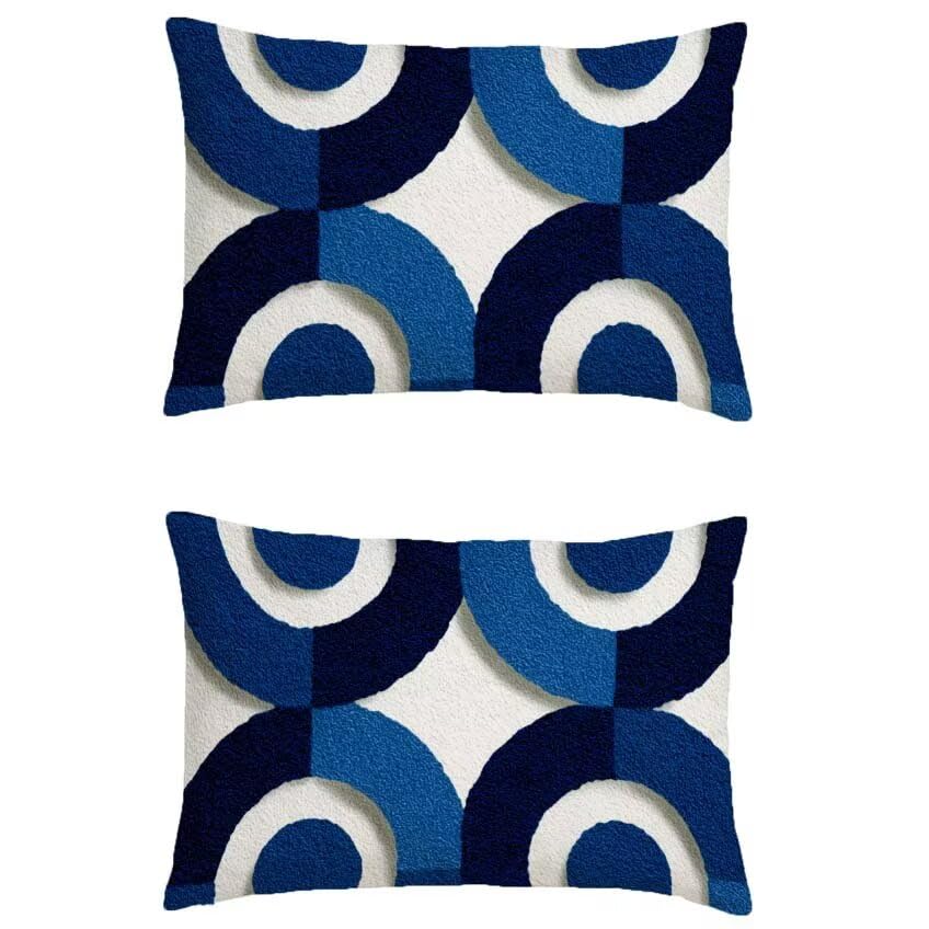 Taie oreiller double sided printing blanc et bleu 50x60 cadeau ideal maison