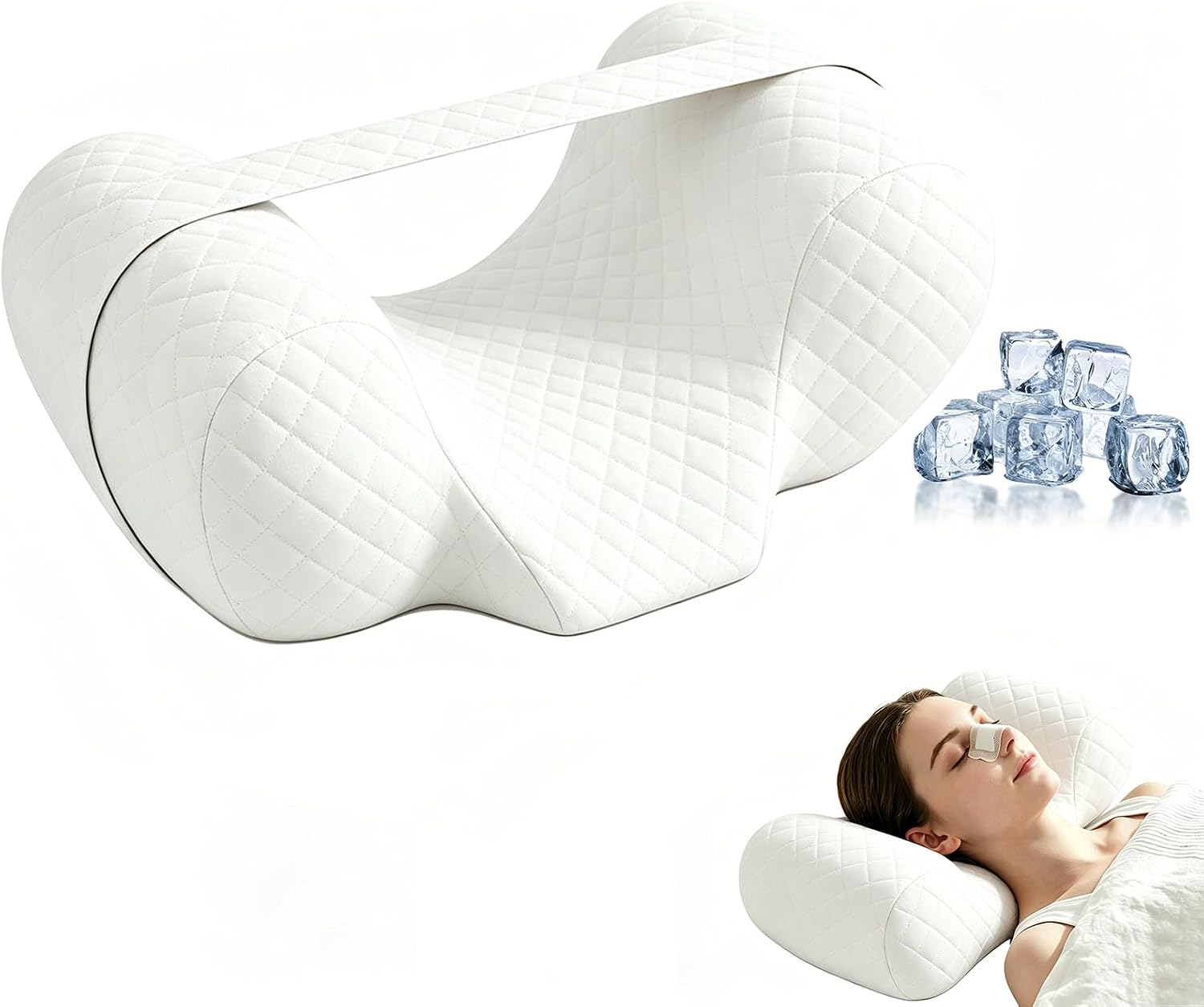 Anti Wrinkle Beauty Pillow Facial Surgery Recovery Pillow | Back Sleeping Training Pillow Neck Shoulder Support Reduces Pressure on Skin Head stability Facial Recovery (White)