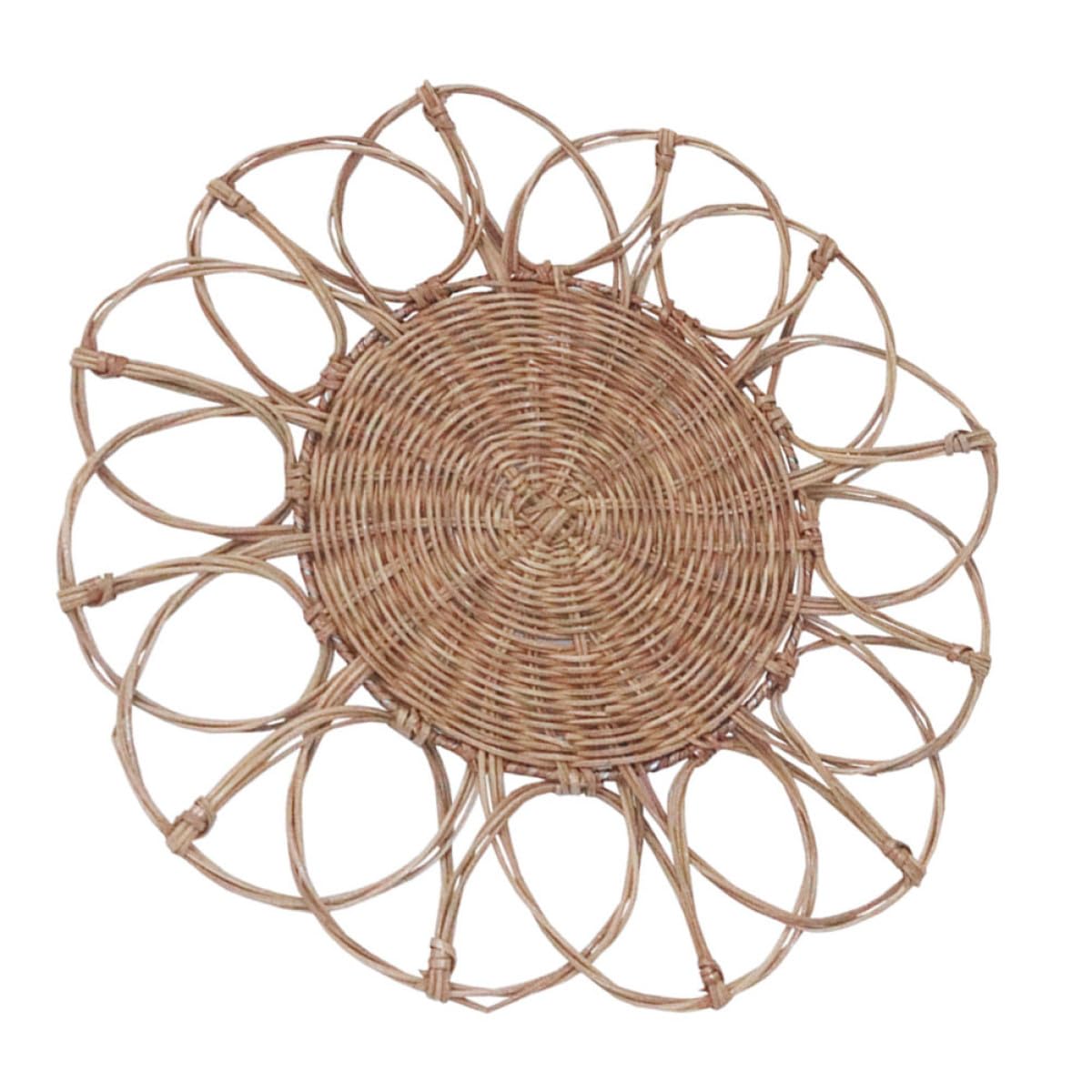 ifundom Adorno Colgante de Ratán Tejido a Mano, Decoración Creativa de Pared Redonda Diseño Hueco, Decoración Artesanal para Hogar, Tiendas y Cafeterías, Estilo Natural y Ecológico