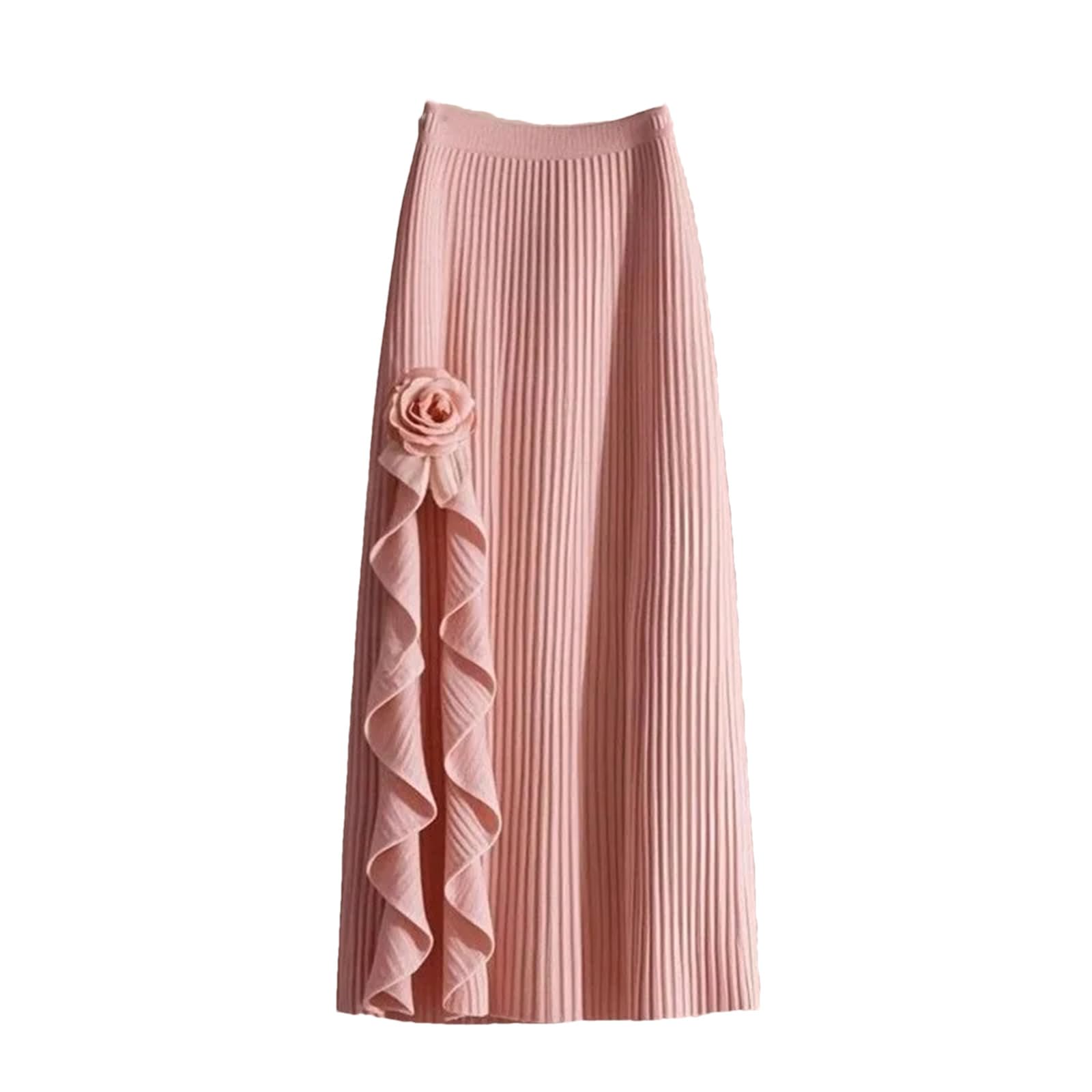 Lmtossey Gonna a pieghe a vita alta elastica da donna invernale con motivo floreale