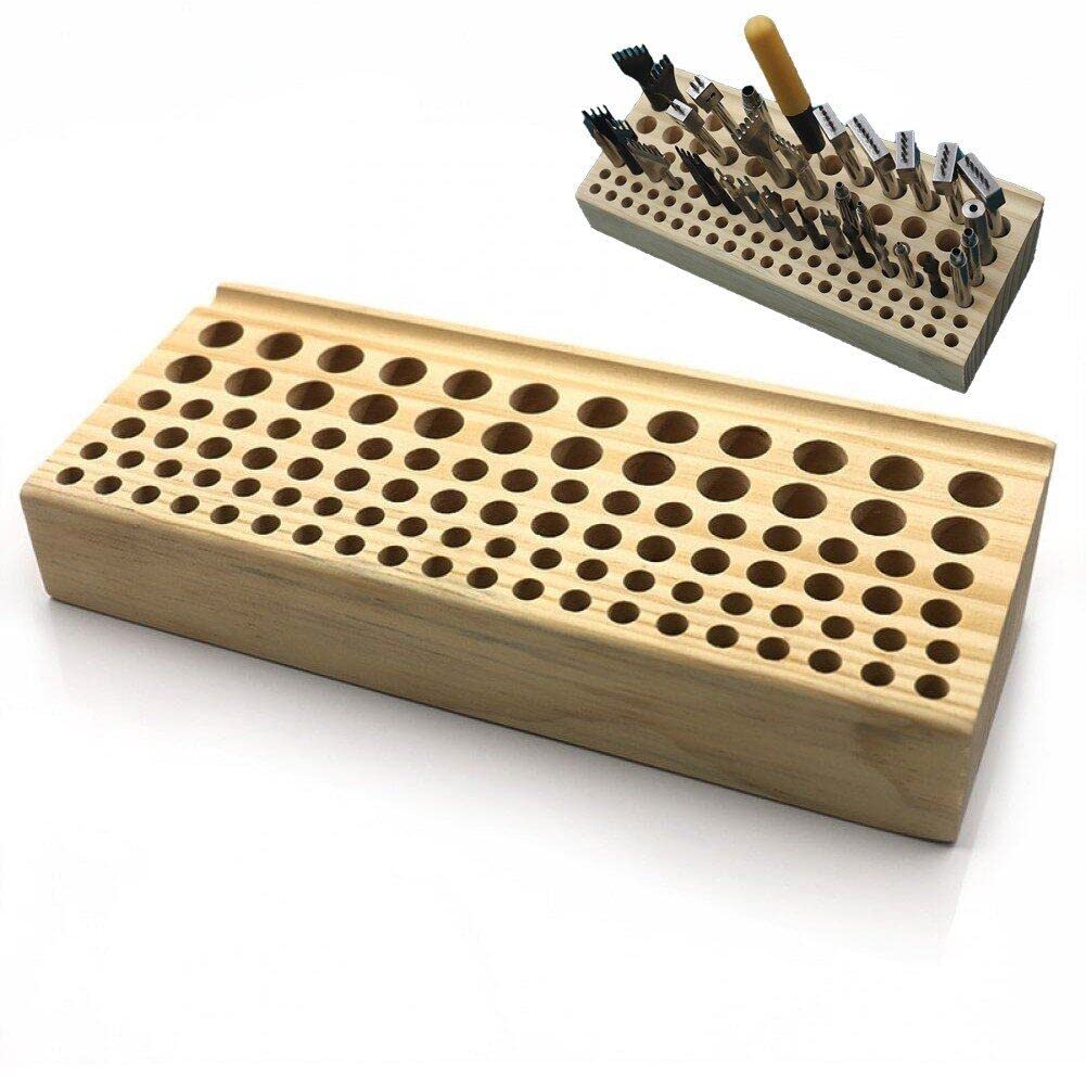 Support de rack d'artisanat en cuir 98 trous en bois pour organiser vos outils de poinçonnage