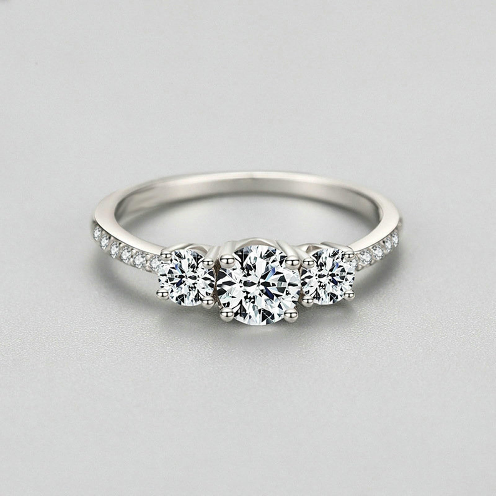 Alianzas de boda, de oro auténtico, con Moissanite, oro blanco, elegantes, para mujer