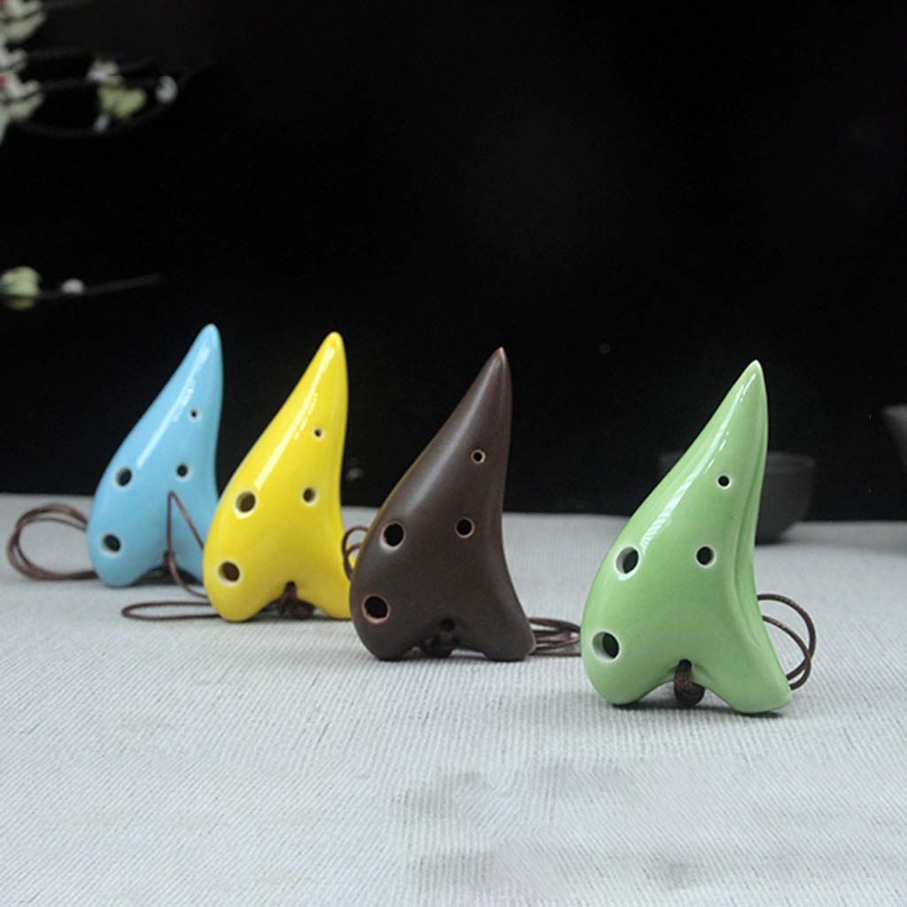 ocarina, Mini Ocarin in terracotta smaltata colorata con Do acuto a 6 fori, ornamenti artistici