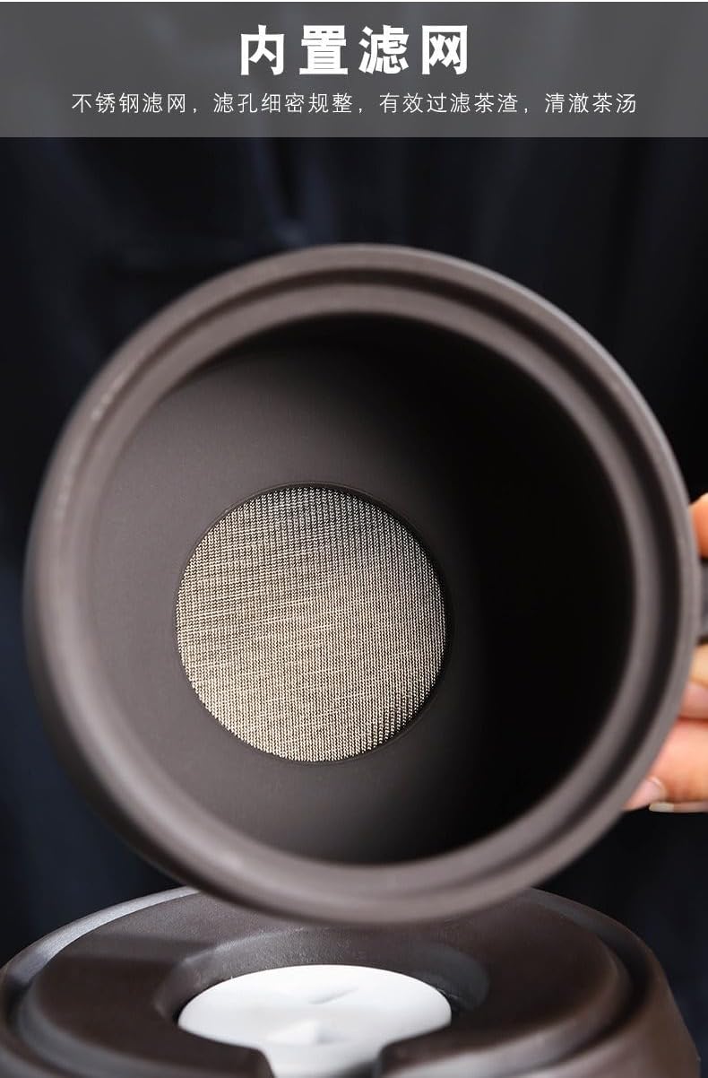 Purple Clay Automatic Tea Set, Effortless Pouring Teapot and Cups-suit4