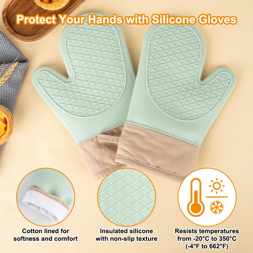Guanti Da Forno In Silicone Resistenti Al Calore - Guanti Da Barbecue Guanti Da Cucina Antiscivolo E Impermeabili Guanti Resistenti Al Calore Con Fodera In Cotone 92060194