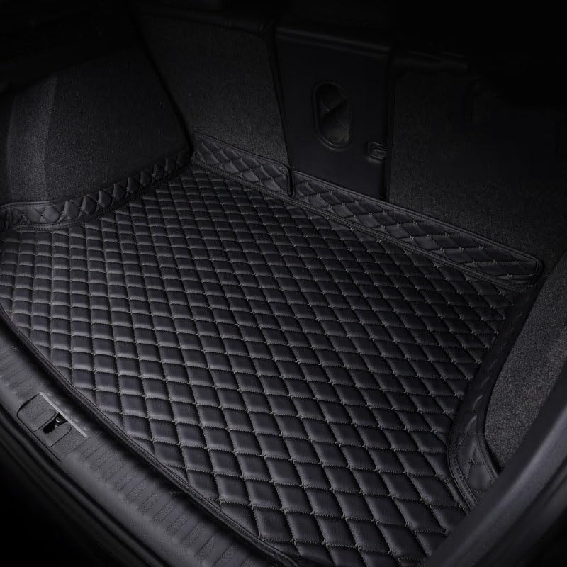 Leather Trunk Cargo Mat for BMW 5 Series E34 Sedan 1988-1996, Water Resistant Scratch-Resistant Full-Cover Protection Car Cargo Liner for Cars, SUVs & Trucks,B Black
