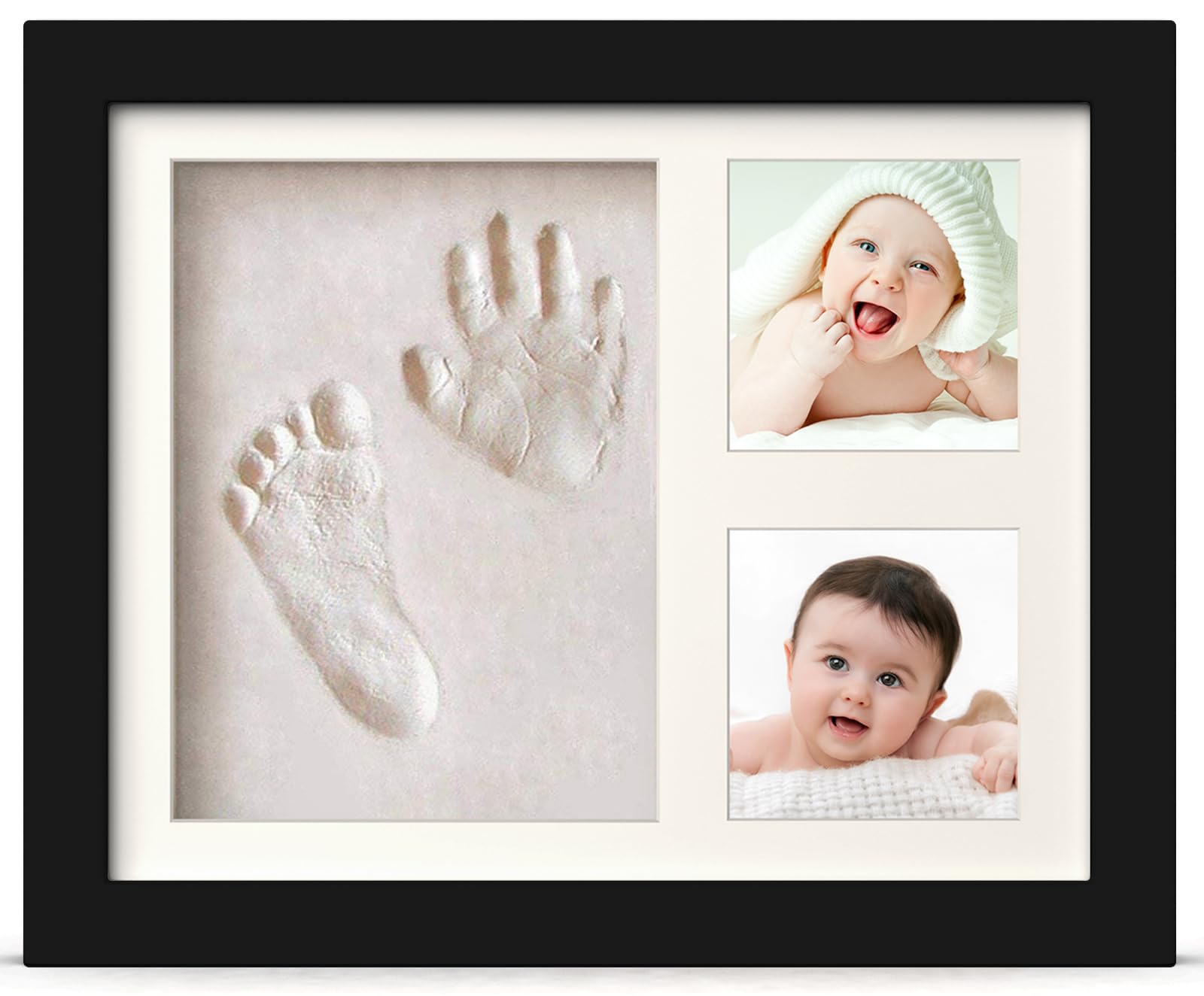 PewinGo Baby Handabdruck und Fußabdruck Set, Gipsabdruck Baby Hand und Fuß mit Echtholz Bilderrahmen- Perfekte Geschenkidee für Kleinkinder, Mütter und Väter, Erinnerungen für die Ewigkeit-Schwarz