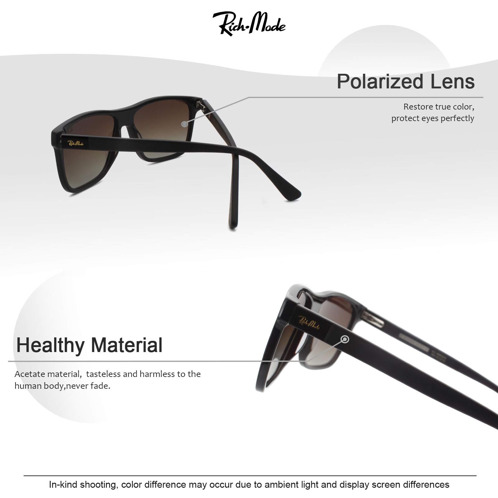 Global Glasses Classic Fashion Polarised Men Women Sunglasses UV400 Protection Modern Retro Sunglasses Acetate Square Shades Driving Eyewear Brown - Image 3