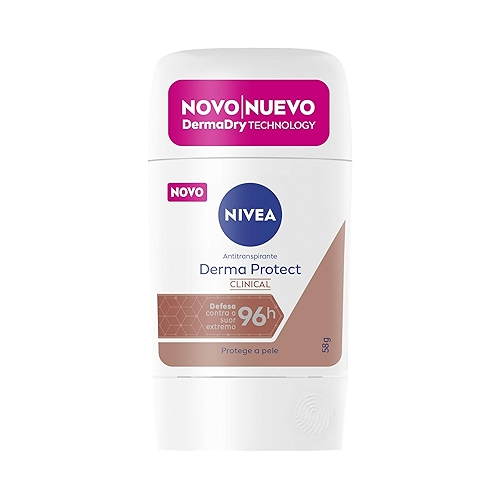 NIVEA Desodorante Antitranspirante Stick Derma Protect Clinical 58g, Defesa Intensa 96h, C...