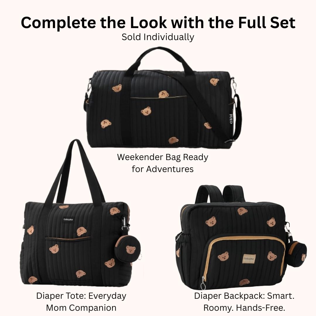 GOBABYMART Set di 3 borse per pannolini con fasciatoio e custodia per ciuccio, borsa da viaggio per maternità in cotone