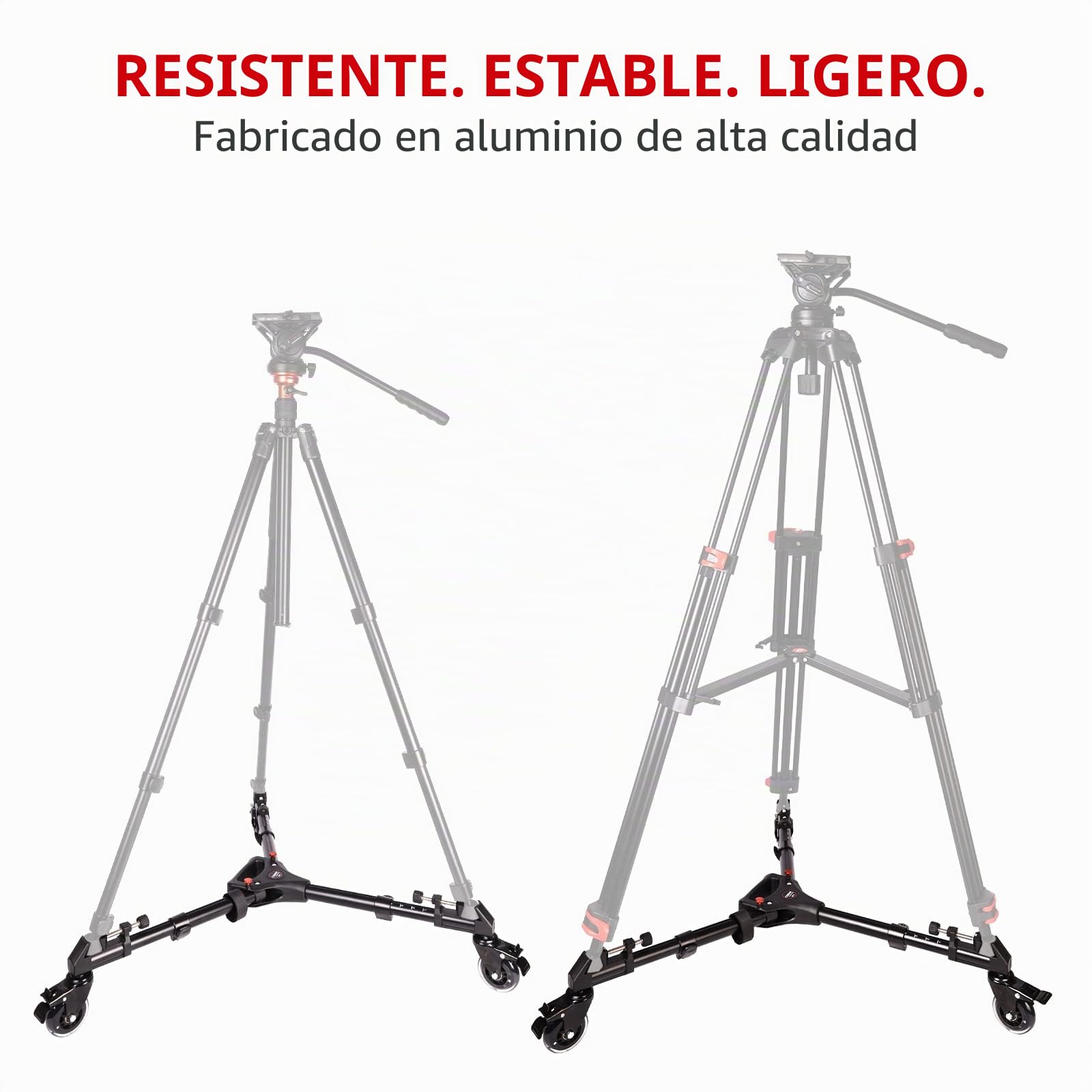 COMAN Trípode Profesional Dolly - Resistente con Soporte de Pierna Ajustable con Ruedas de Bloqueo y Funda de Transporte Compatible con la mayoría de trípodes cámaras de videocámara