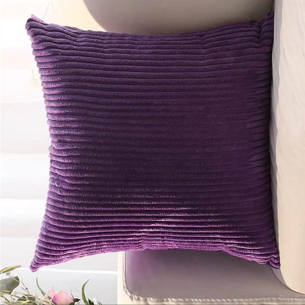 Super King Size Pillow Cases 80x80 75x75 Cm,Square Extra Large Cushion Covers Soft Throw Pillow Cover With Zipper Corduroy Decorative Pillowcases For Sofa Couch(Aubergine Purple,20x20 inch 1pc) โ image 1