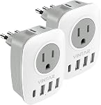 2 Pack UK Ireland Travel Plug Adapter, VINTAR Canada to UK Plug Adapter with 1 USB C, 2 American Outlets and 3 USB Ports, 6 in 1 International Power Adapter for England Singapore Hongkong(Type G)