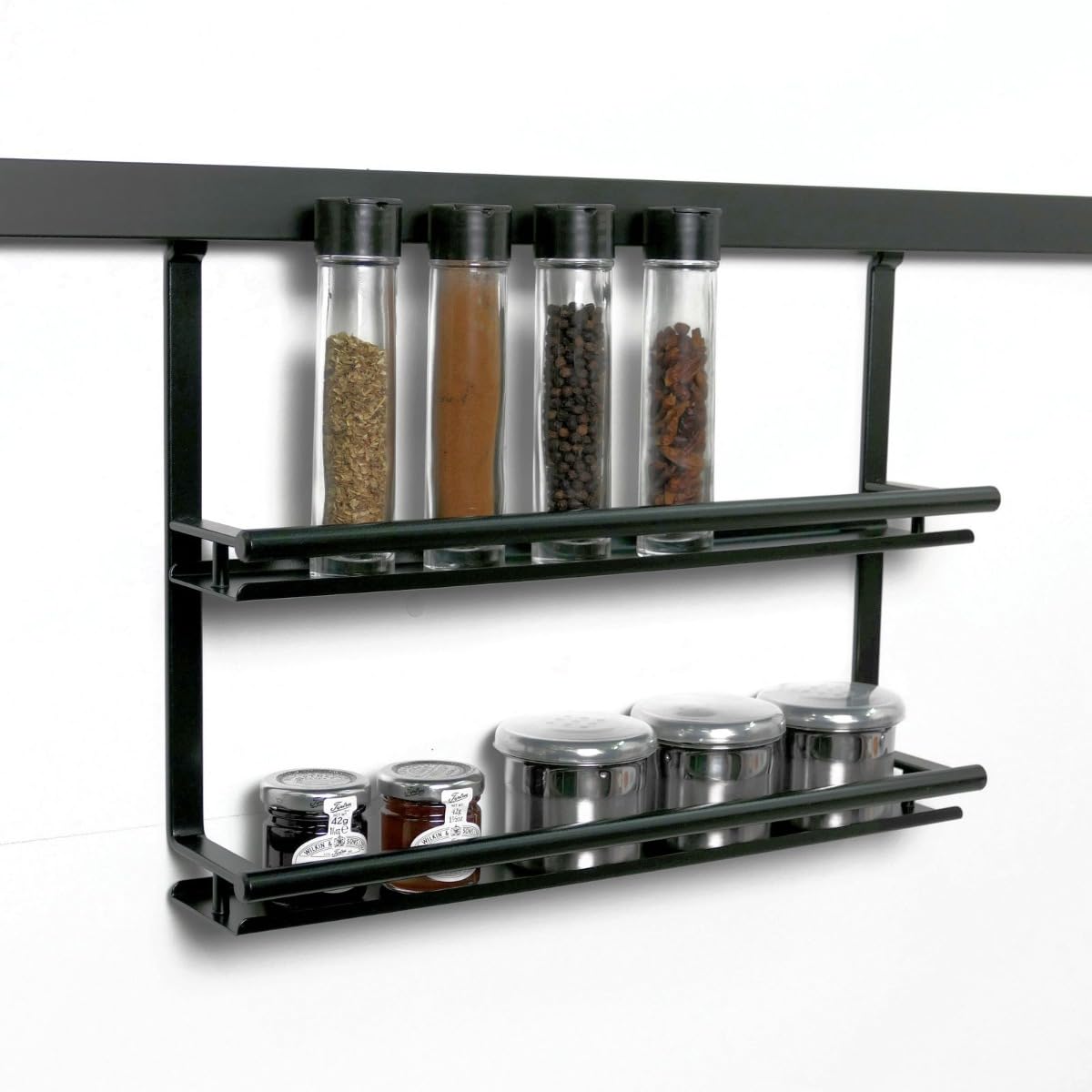 SOTECH Linero style portaspezie nero a 2 livelli 380 x 80 x 271 mm