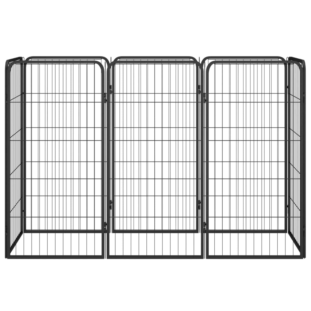 CHARMMA Dog Playpen Black Powder-Coated Steel,Dog Kennels & Runs-3115958
