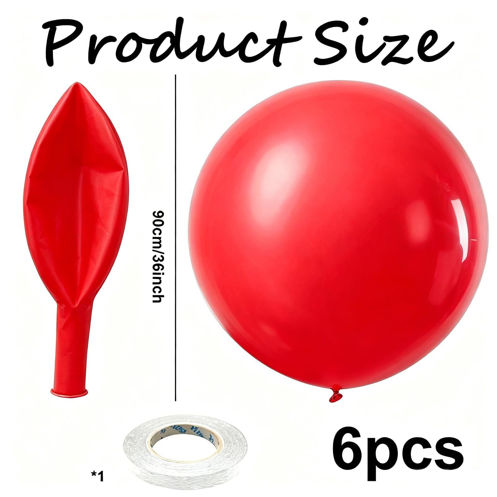 Lot De 10 Ballons Géants Rouges – 90 Cm – Hélium – XXL – Anniversaire, Mariage, Carnaval