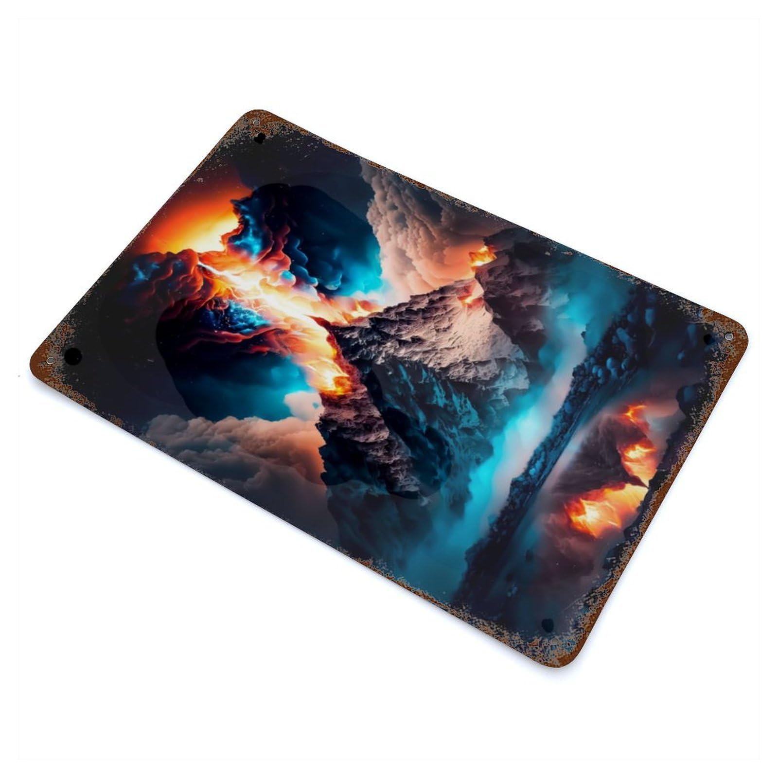 Cosmic Eruption Rusty Metal Tin Sign 11.8"x7.9", Ideal for Farmhouse, Kitchen And Entryway Decor