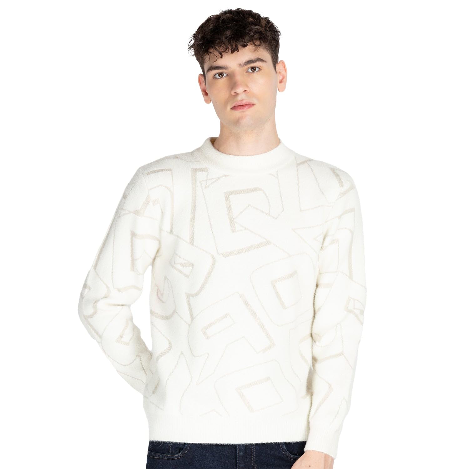 status quo Mens Self Design Jacquard Sweater-picture-42