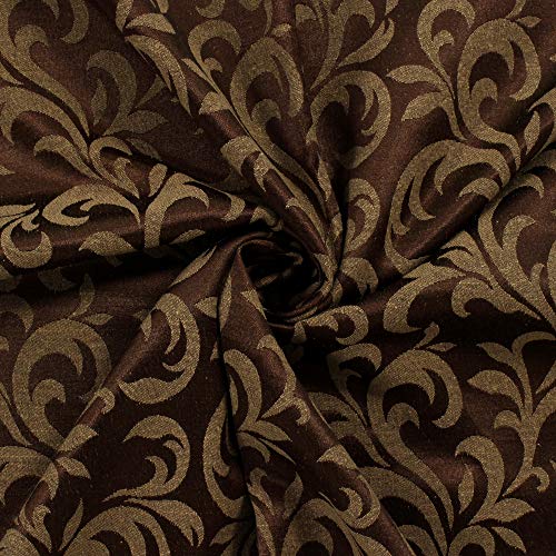 Image of Story@Home Bloom Collection Jacquard Lavish and Modern Rich Floral Print 4 Piece Eyelet Ring top Window Curtain for Bedroom and Hall - 5 Feet, Glozy Brown