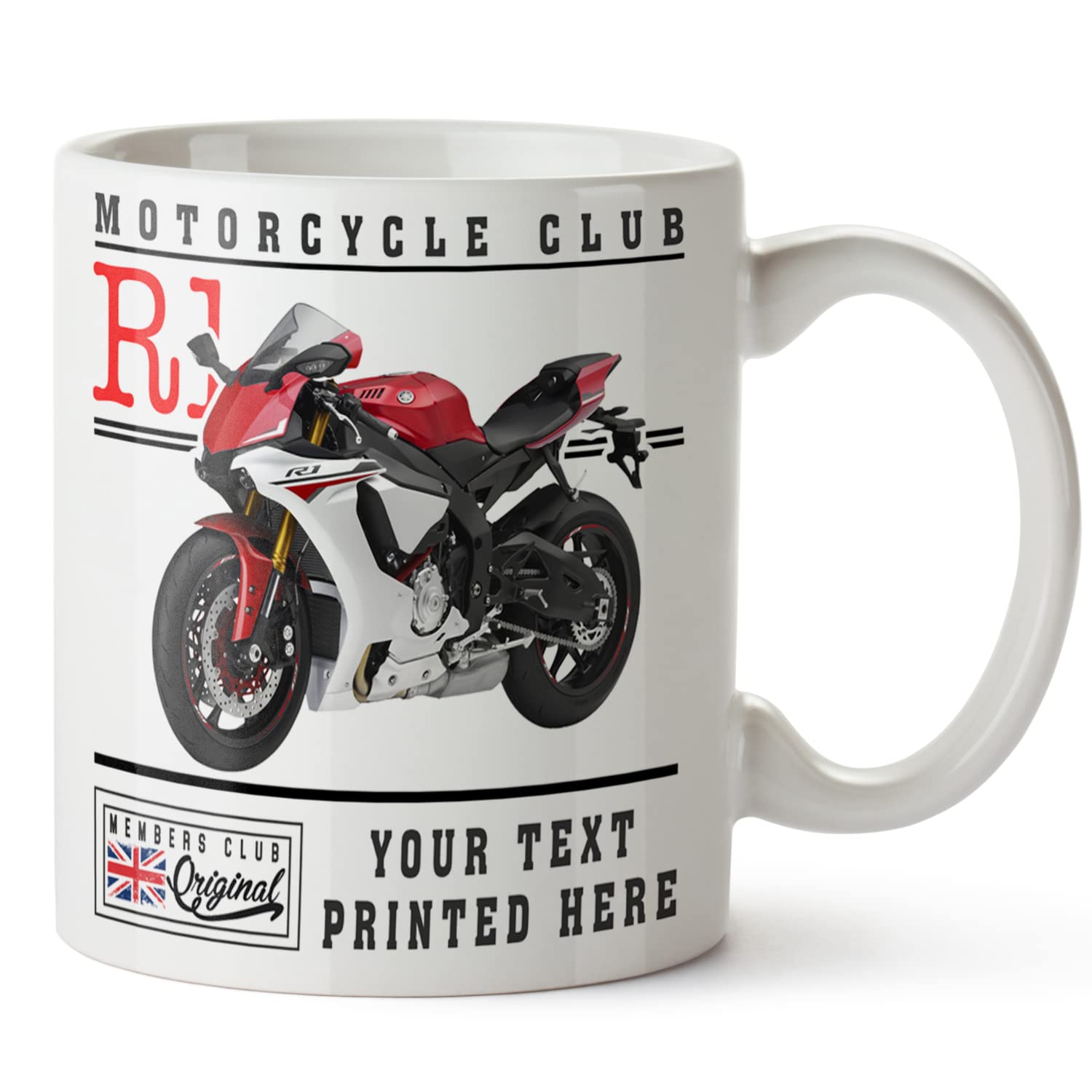 KRAFTYGIFTS Personalised Motorbike Mug Yamaha R1 Cup Tea Coffee Dads Birthday Gift VBM61