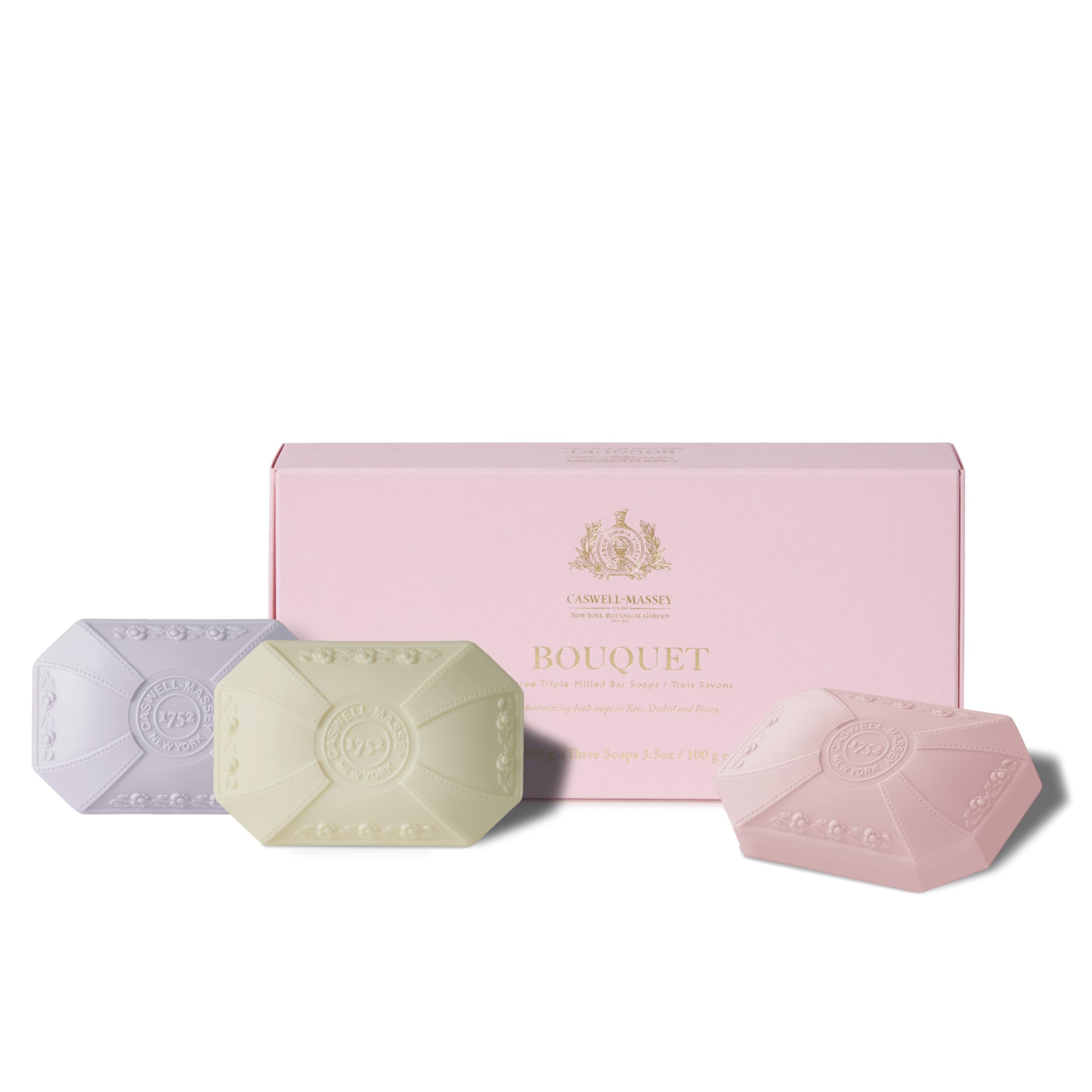 Caswell-Massey Peony, Orchid, Rose Scents, Natural Bar Soaps Gift Set for Women, Moisturizing Triple-Milled Body Soaps, Plant-Based with Essential Oils, All Skin Types, Made in USA, 3x3.5 Oz