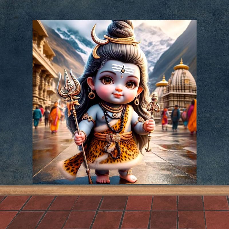 Image of British Terminal Cute little Bal Gopal Baby God Krishna| Kanha Ji | Laddu Lord Makhan Chor Painting Religious Poster for Pregnant Women for wall (matt thin vinyl,sticker,multicolor,unframed)| bj354