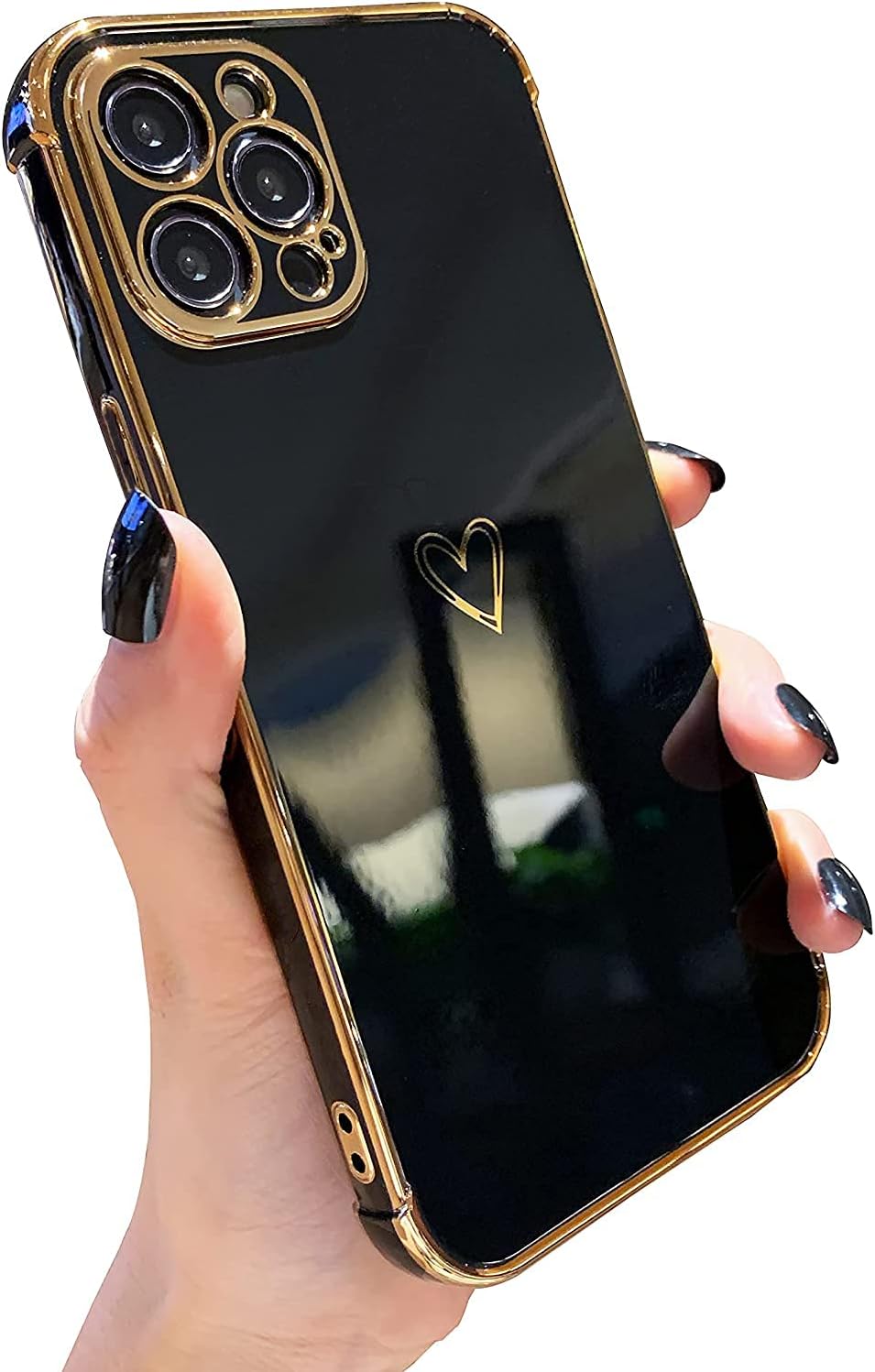 TDNE Compatible with iPhone 12 Pro Max Case, Luxury Electroplate Edge Bumper iphone 12 max pro Case, Full Camera Protection & Raised Reinforced Corners Shockproof Soft TPU iphone pro max 12 Case Cover