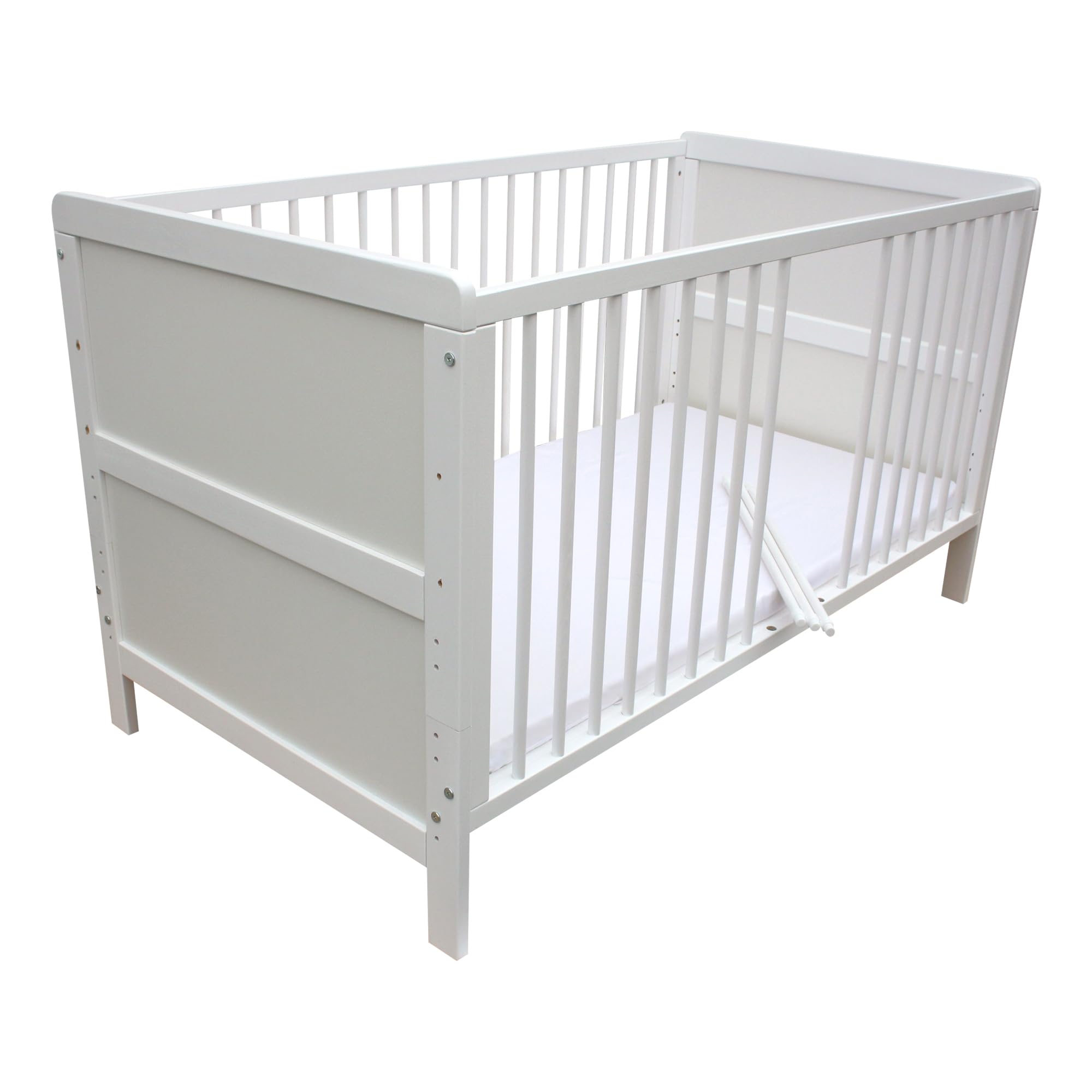 Kinderbett Juniorbett Beistellbett Wiege 140 x 70cm 4in1 mit Matratze weiß