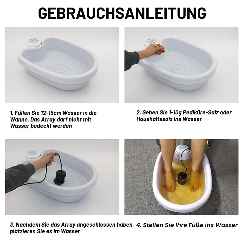 Ionen Fußbad Detox, Elektrolyse Fußbademaschine Tragbar mit Timer 5–30 Min, Entspannendes Ionen-Fuß-Spa mit Becken, ABS für Schönheitssalon, Spa & Haus(mit Becken)