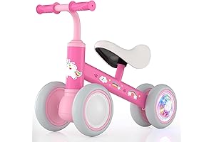 Toddler Balance Bikes with Colorful Lighting for LoL Fun, First Birthday Gifts