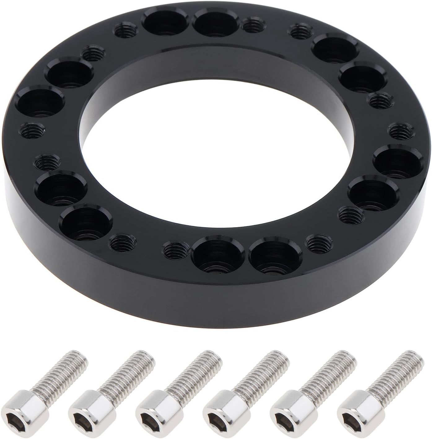 0.5" Steering Wheel Hub Adapter Conversion Spacer, Black Aluminium Alloy 12mm Steering Wheel Hub PCD Adapter Spacer for Momo for Nardi for OMP for Sparco