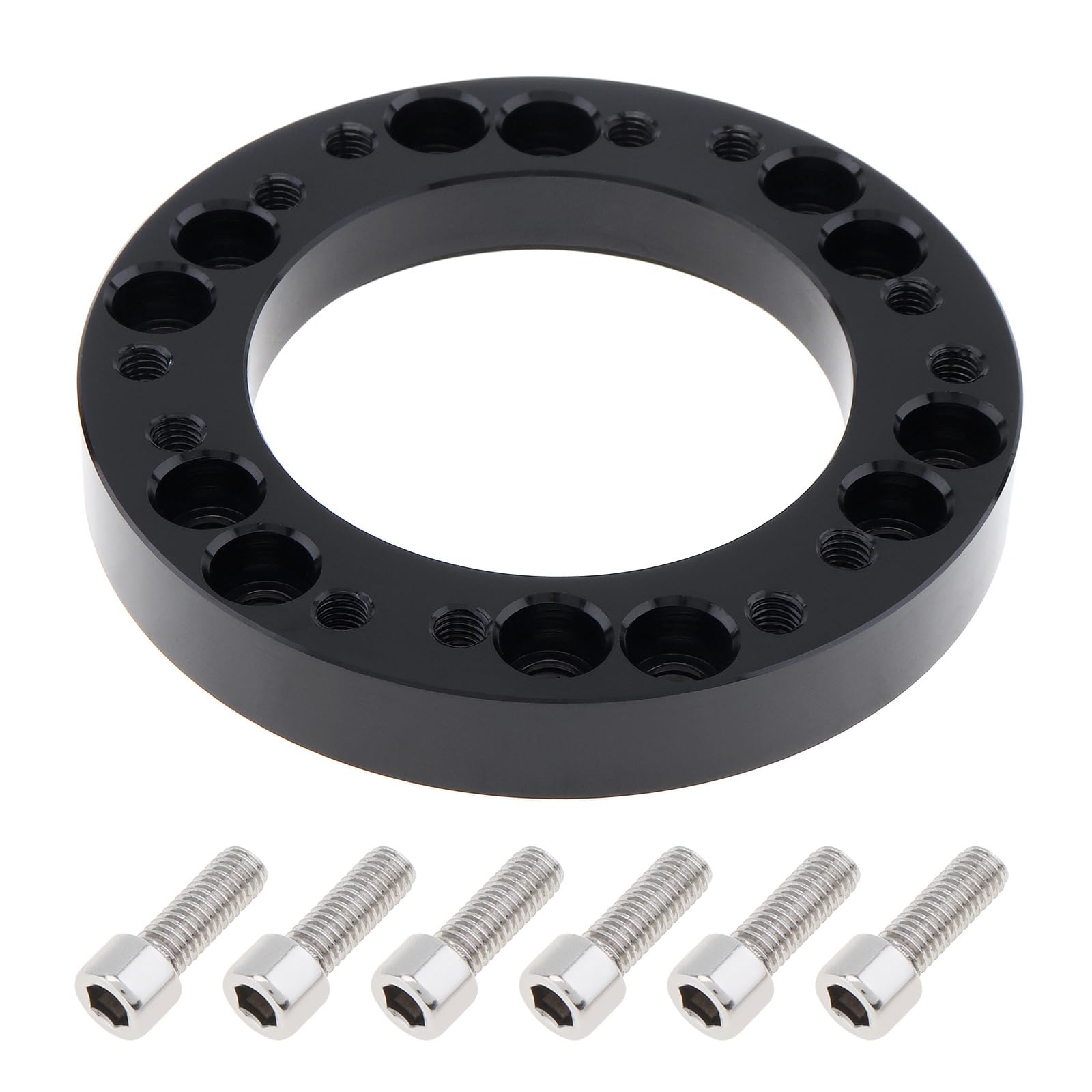0.5" Steering Wheel Hub Adapter Conversion Spacer, Black Aluminium Alloy 12mm Steering Wheel Hub PCD Adapter Spacer for Momo for Nardi for OMP for Sparco