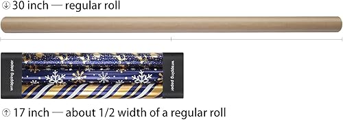 Miniatura 10 de LDGOOAEL Rollo pequeño de papel de regalo de Navidad con líneas de corte en el reverso (17 x 120 pulgadas por rollo), papel de regalo rosa con