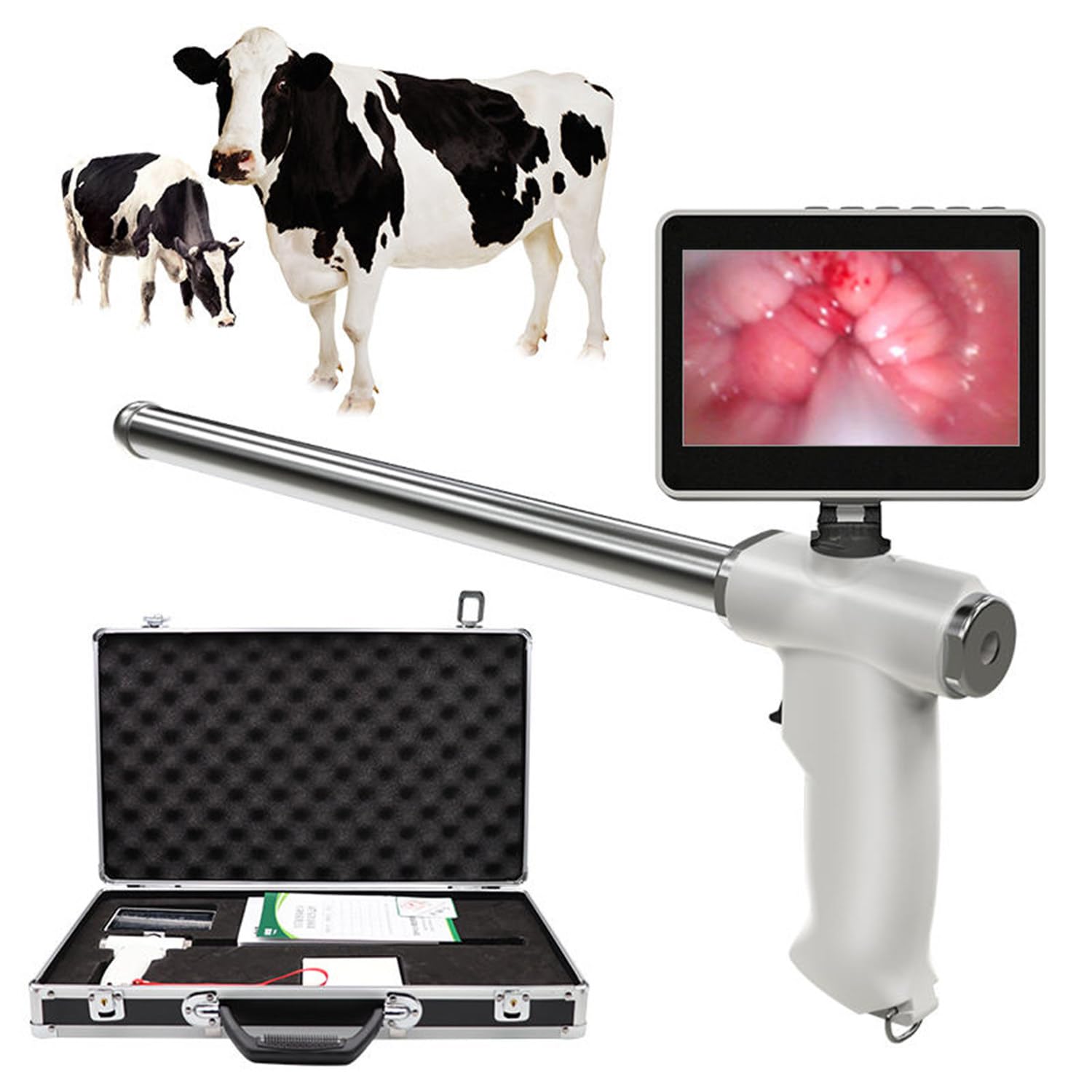Veterinary Visual Ai Scope, regulowany ekran 10,9 cm, wodoodporna kamera, narzędzie do inseminacji AI dla bydła, koni, świni, owiec, zestaw do hodowli psów