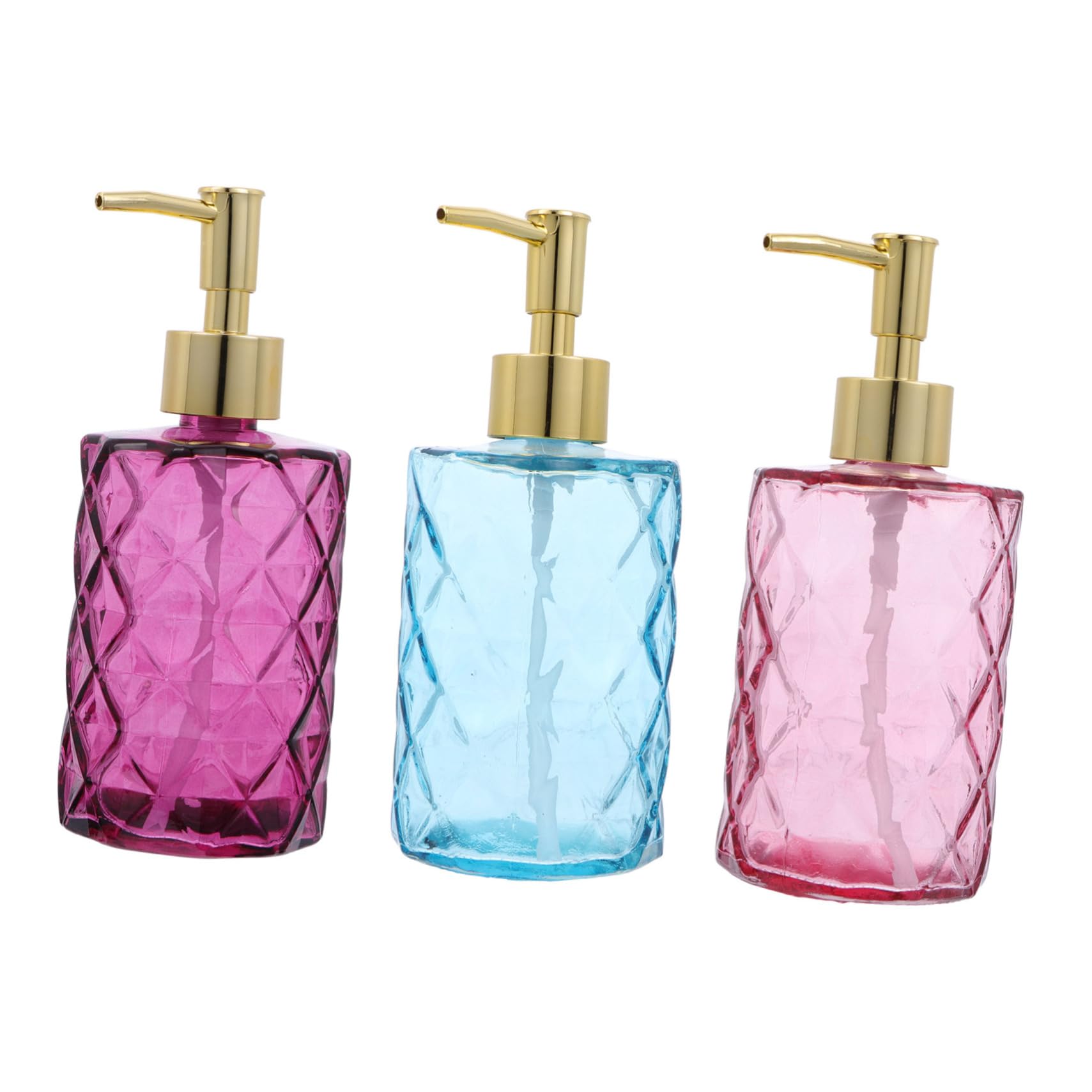 Set de 3 Botellas de Vidrio con Bomba para Champú y Cosmético