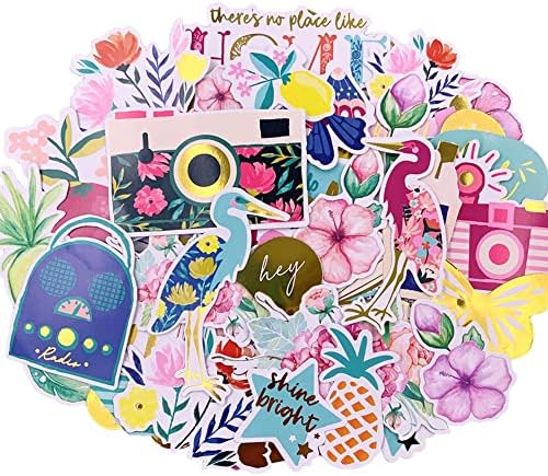 Enjonar 93pcs Scrapbook Stickers Cardstock Stickers Floral Stickers Metallic Stickers Masking Stickers for Personalize Laptop Scrapbook Daily Planner and Crafts