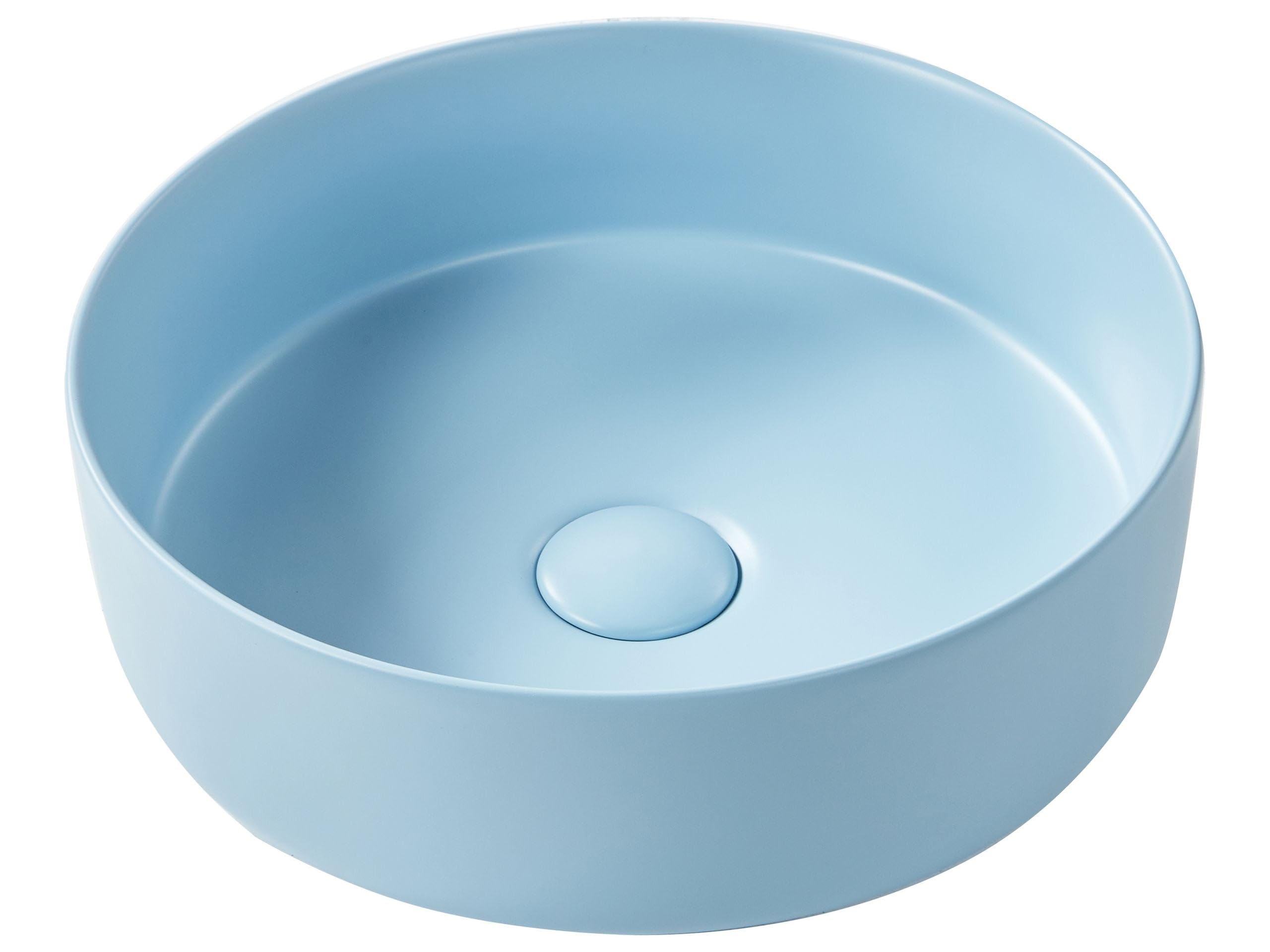 Umywalka łazienkowa nablatowa ceramiczna mat okrągła 37 cm niebieska Gudar