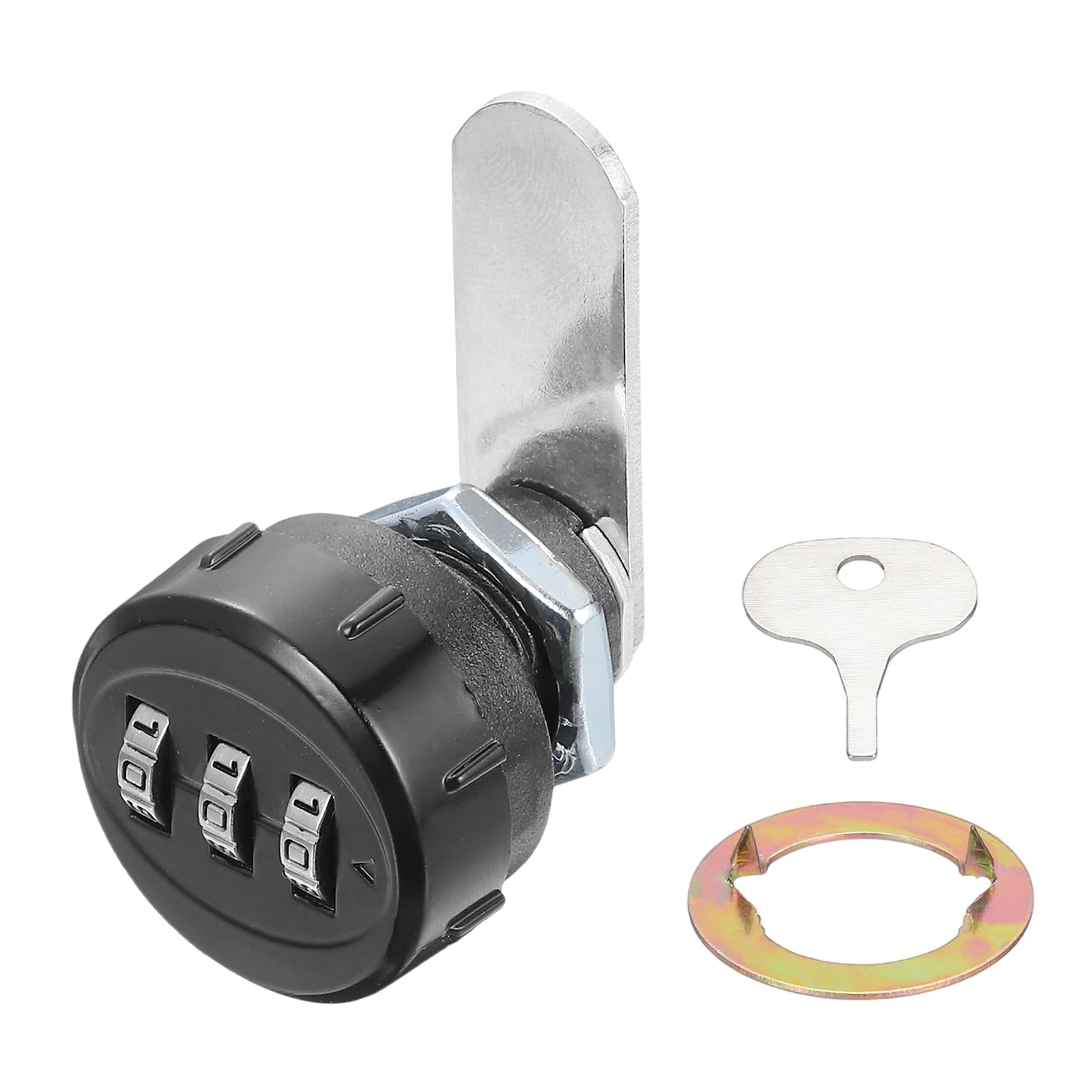 PATIKIL Combination Cabinet Lock, 5/8Inch 3-Digit Keyless Metal Drawer Small Round Head Cam Locks with for Kitchen Cabinet Closet Cupboard Locker Wooden Door, Black