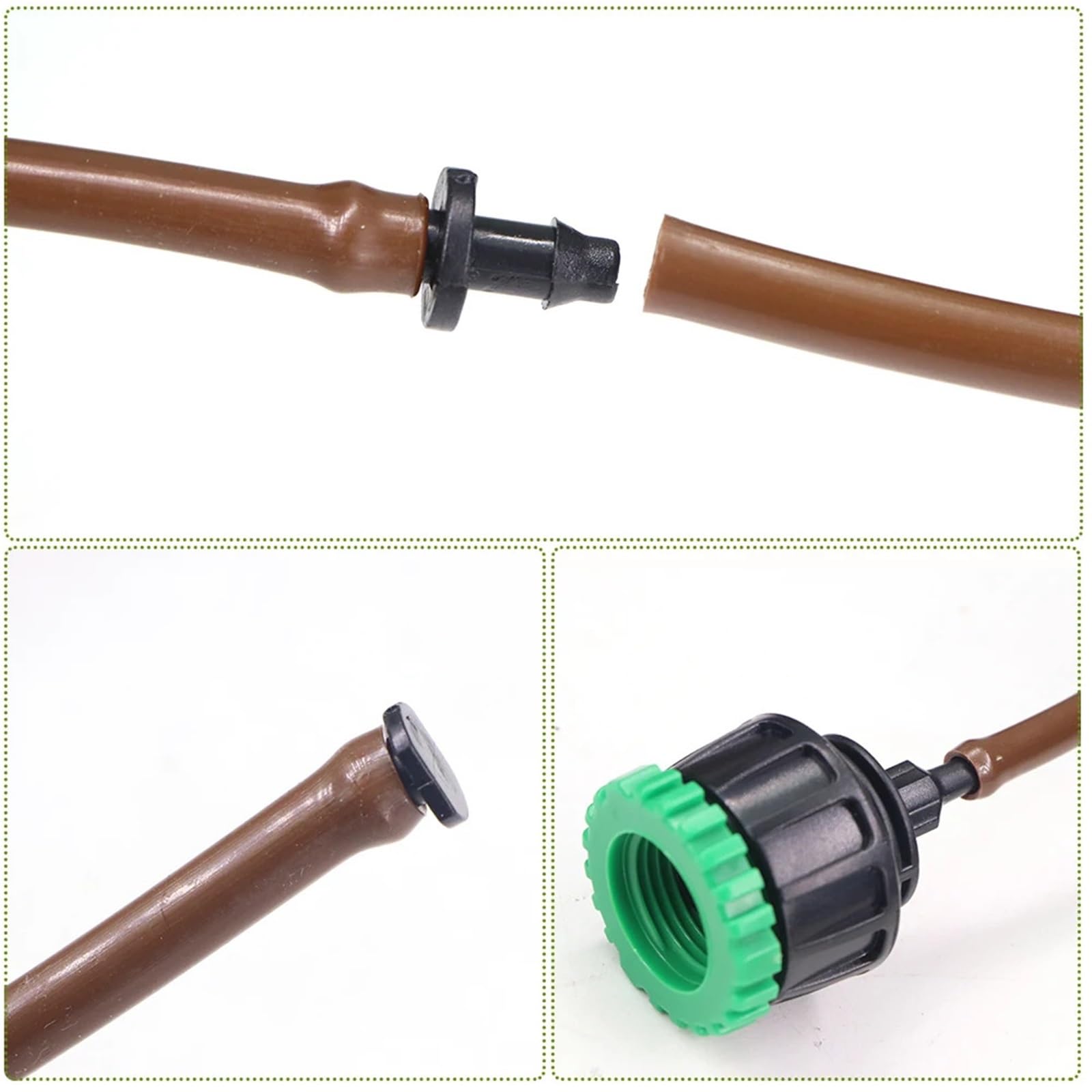 Tuyau clim Tuyau d'irrigation compte-gouttes en PVC, 4/6mm, 25cm d'espacement, for serre, légumes, plantes, goutte-à-goutte, buse d'émetteur intégrée, Tube d'arrosage(Brown,OD-6MM ID-4MM_30M (98.4FT))