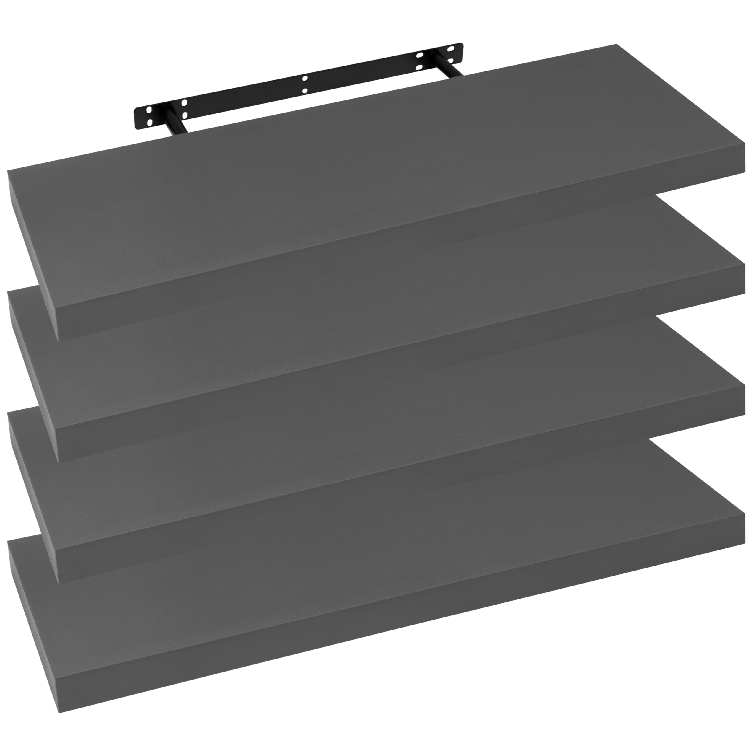 WOLTU 4 Pcs Floating Shelves, 70cm Dark Grey Wall Storage Shelf, Office