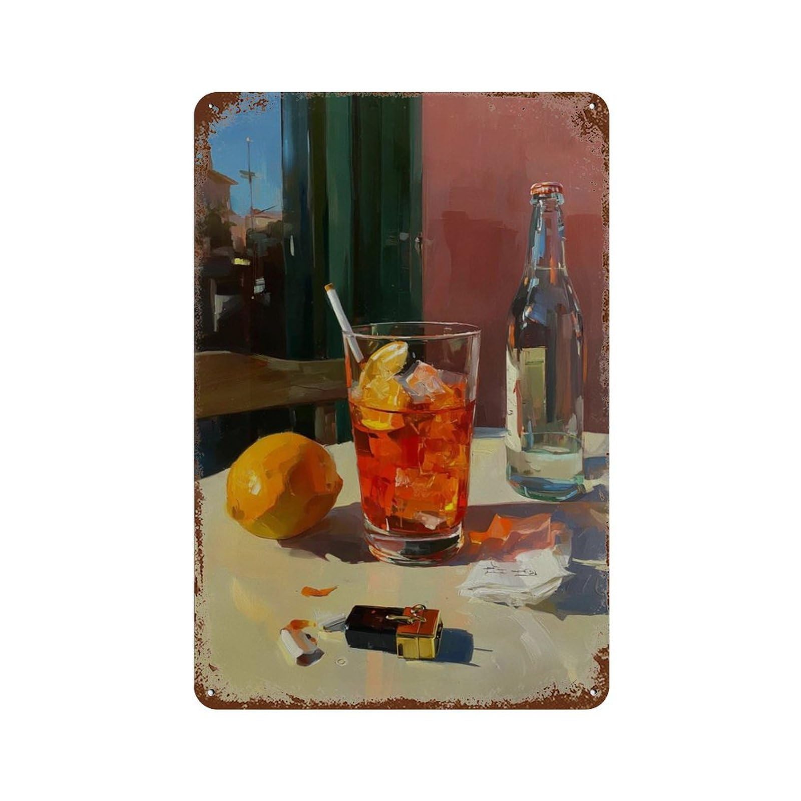 xiaoxiaoshen Breakfast Still Life Modern Cafe Painting Colorful Kitchen Brunch Table Wall Decor Art Metal Tin Poster Modern Home Decor Art Home Bar Shop Decorations Vintage Sign 30x20cm