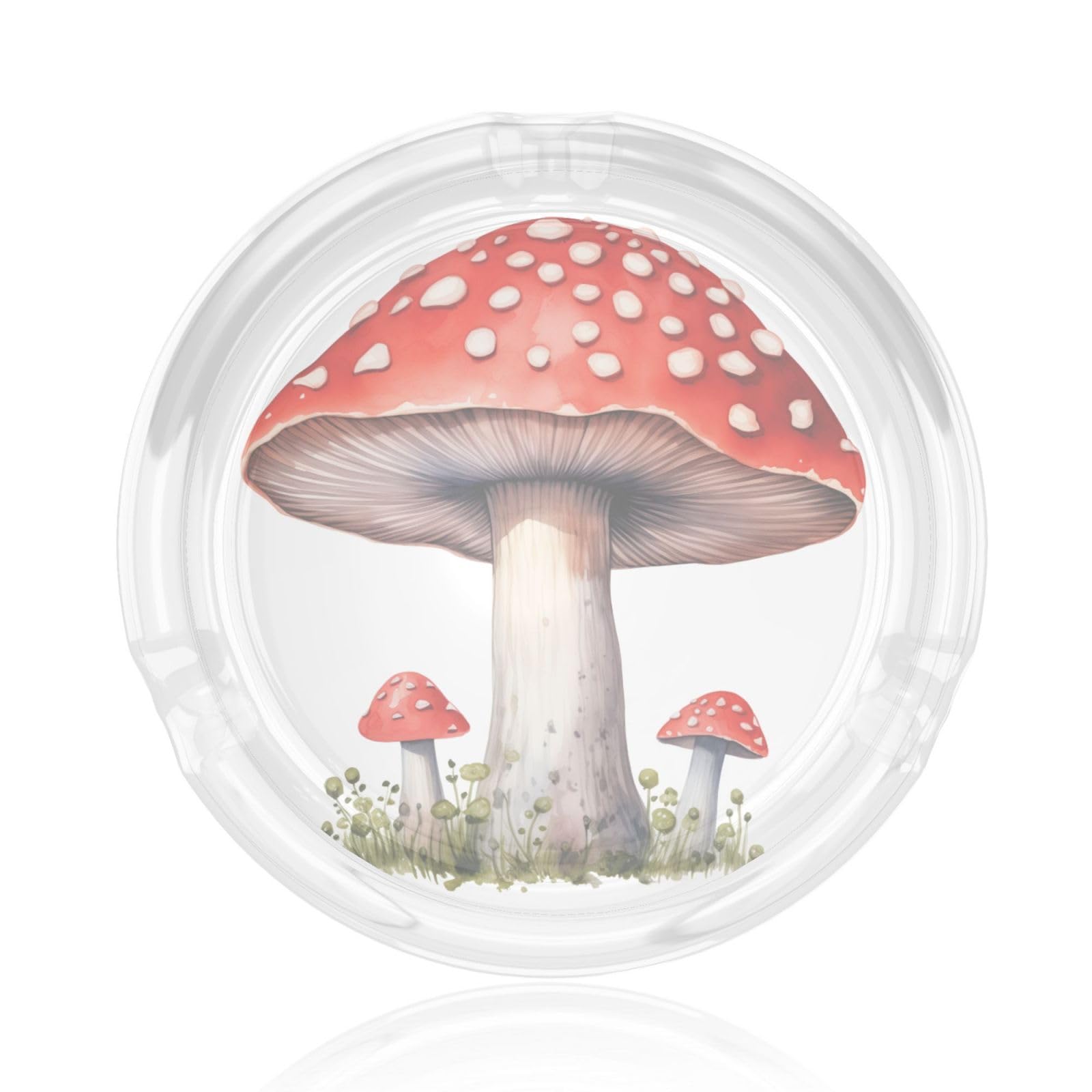 Watercolor Red Mushroom Glass Ashtray For Cigarettes Ash Trays Case For Home Office Decor