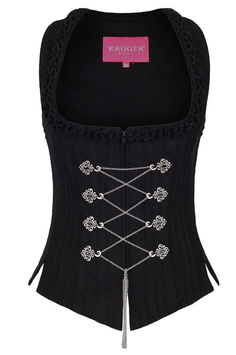 Damen Dirndl Mieder schwarz, 4-SCHWARZ, 34 34 4-schwarz