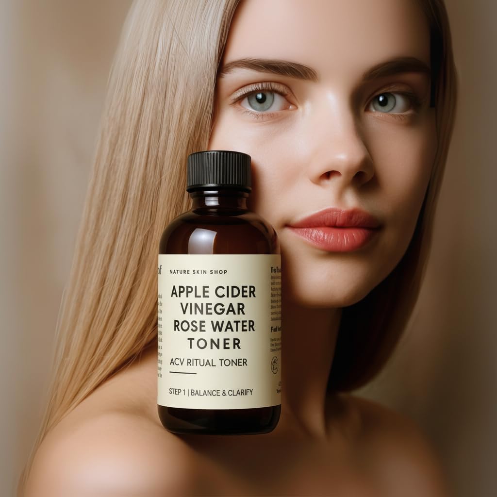 Nature Skin Shop Apple Cider Vinegar & Rose Water Toner, pH Balancing Face Mist for Oily, Acne-Prone Skin, Minimizes Pores & Controls Shine, with Soothing Aloe